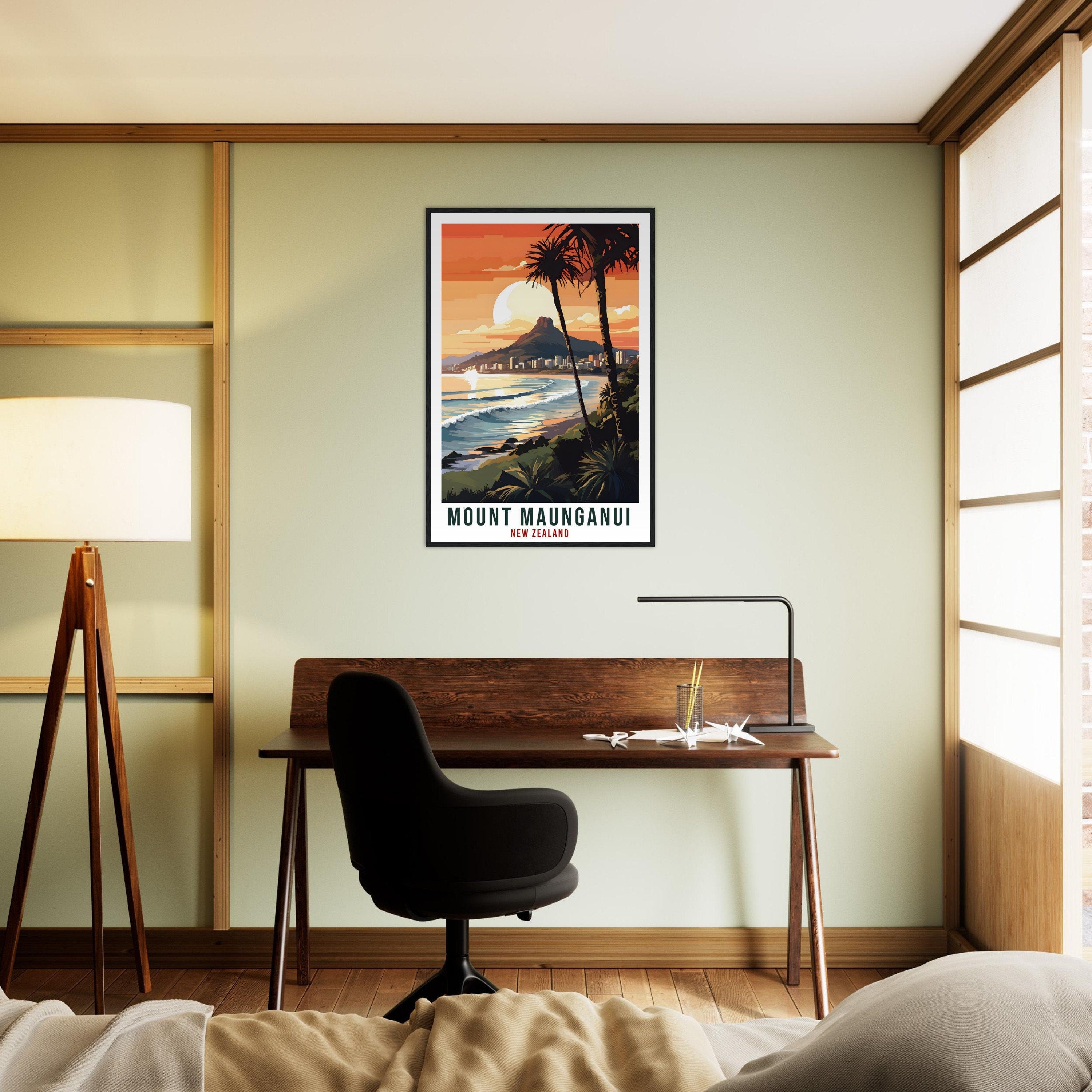 Mount Maunganui Travel Print Wall Art Maunganui New Zealand Wall Hanging Home Décor Mount Maunganui Gift Art Lover New Zealand Travel Poster