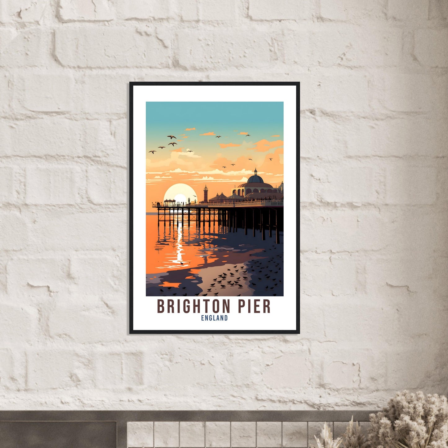 Brighton Pier Travel Print Brighton Seaside Home Decor Coastal England Wall Hanging Brighton Pier Artwork Gift Brighton Pier Travel Poster
