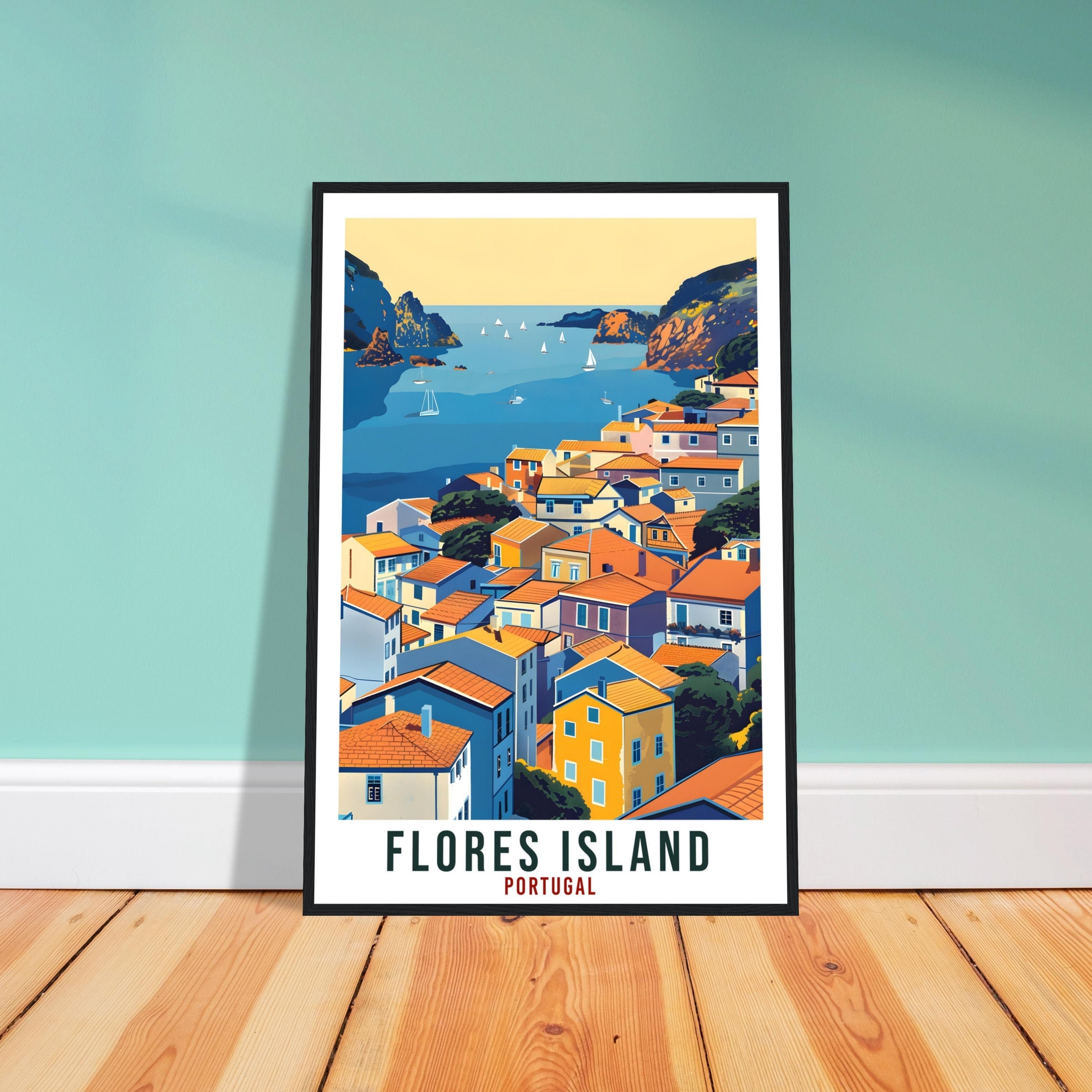 Flores Island Travel Print Portugal Wall Art Wall Hanging Home Décor Flores Gift Portugal Landmark Artwork Gift Portugal Travel Poster