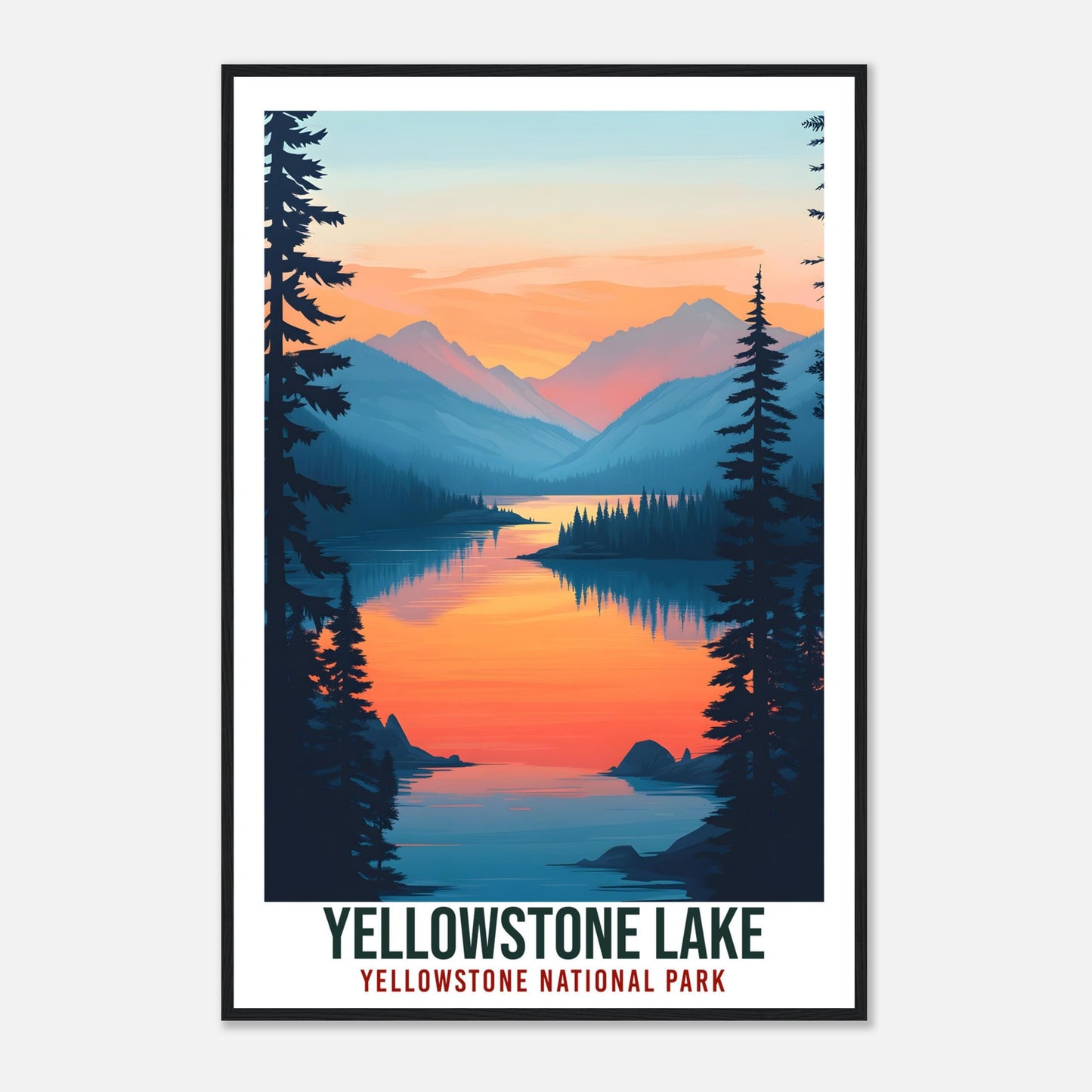 Yellowstone Lake Travel Print Wall Art Wall Hanging Home Décor Yellowstone National Park Gift Travel Art USA Wyoming Artwork Travel Poster