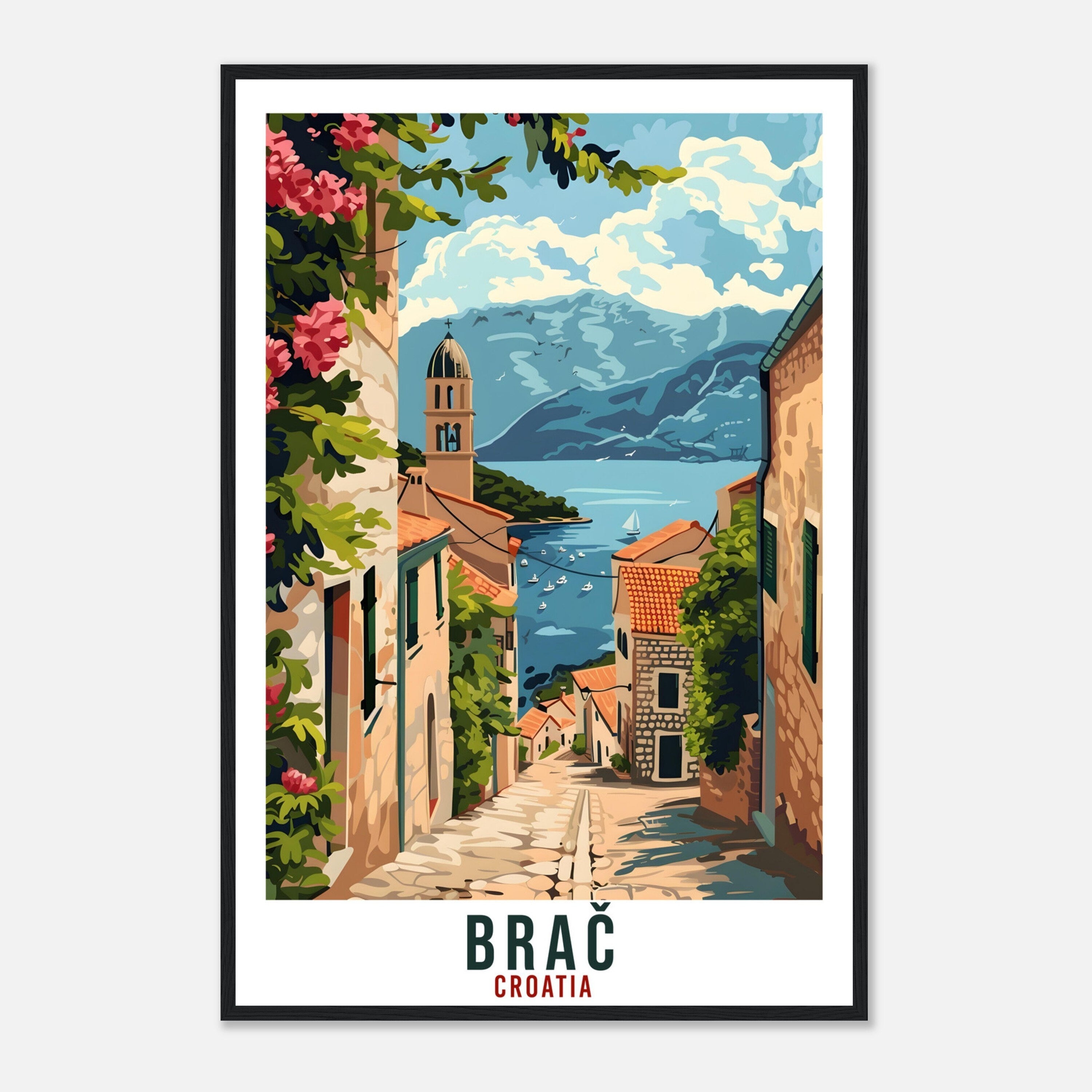Brač Travel Print Croatia Wall Art Wall Hanging Home Décor Brač Gift Croatia Landmark Artwork Gift Brač Island Croatia Holiday Travel Poster