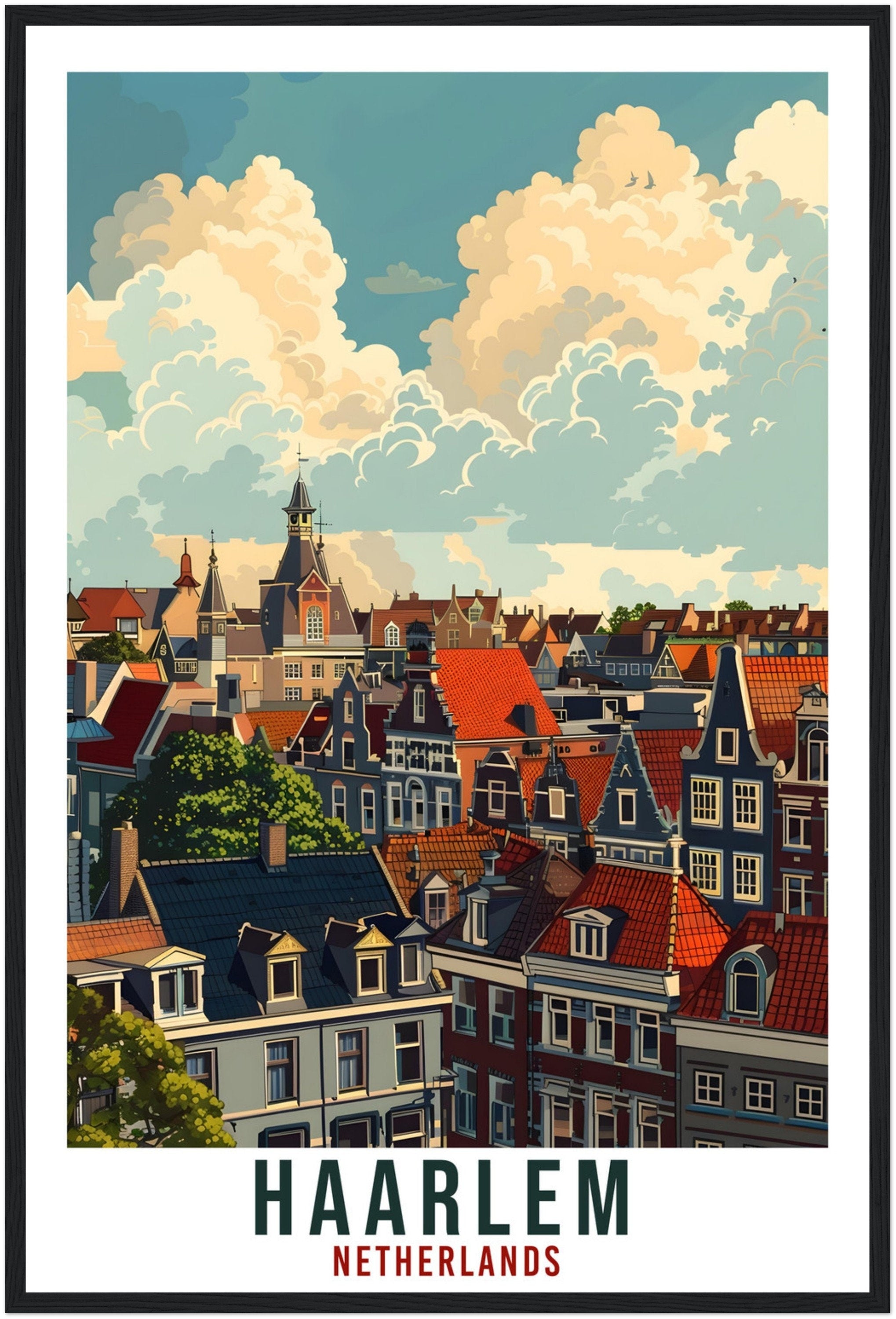Haarlem Travel Print Holland Wall Art Wall Hanging Home Décor Haarlem Gift Art Lovers Gift Dutch Artwork Gift The Netherlands Travel Poster