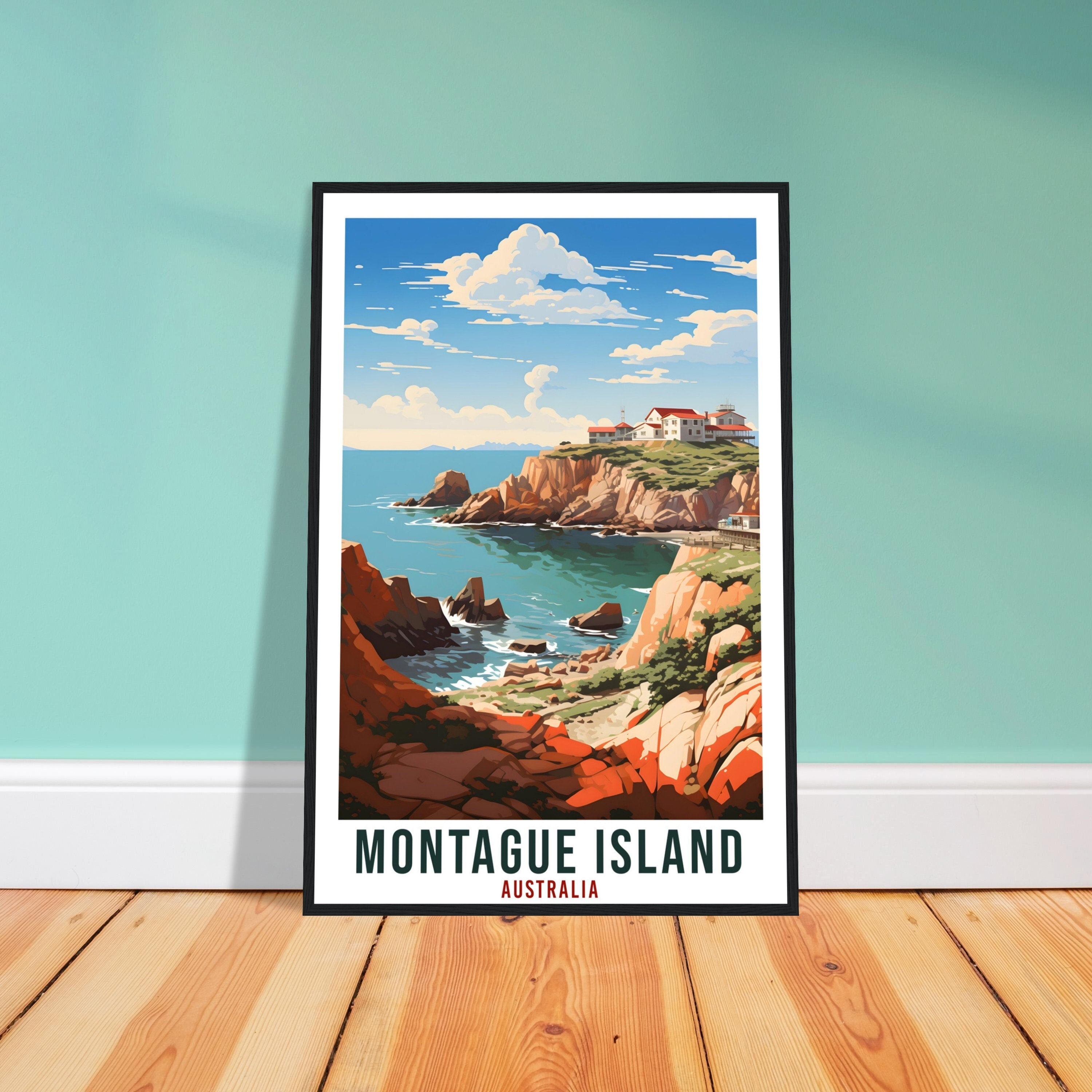 Montague Island Travel Poster Wall Art Montague Island Australia Artwork Wall Hanging Montague Island Travel Print Australian Art Lover Gift