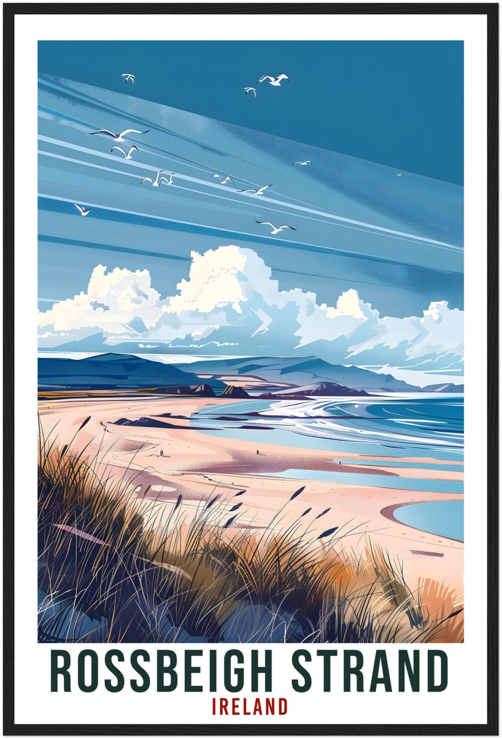 Rossbeigh Strand Travel Print Ireland Wall Art Wall Hanging Décor Rossbeigh Gift Art Lovers Gift Co Kerry Artwork Gift Ireland Travel Poster