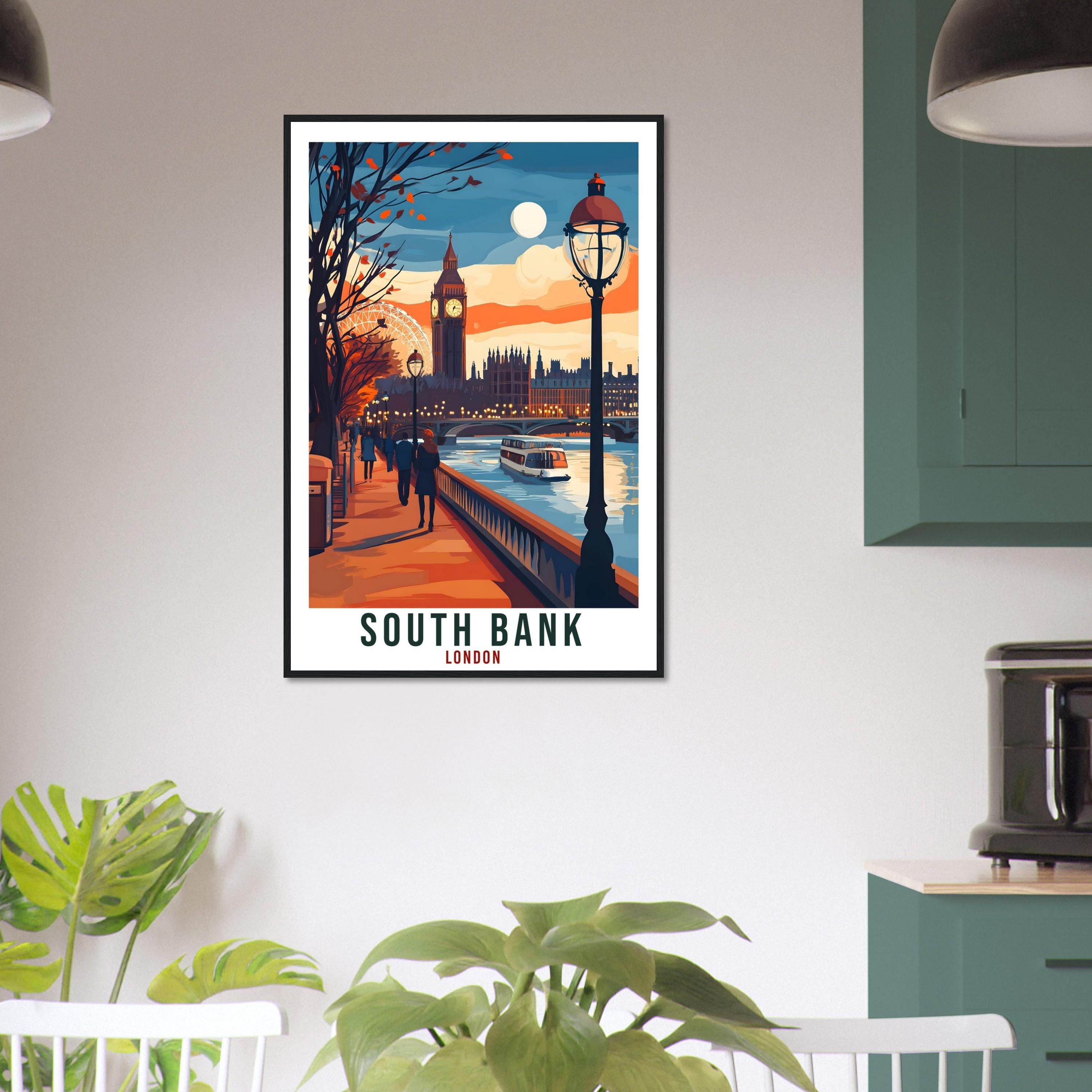 South Bank London Travel Print England Home Decor Wall Art Gift Wall Hanging Art Lover South Bank London Artwork Travel Poster Travel Art