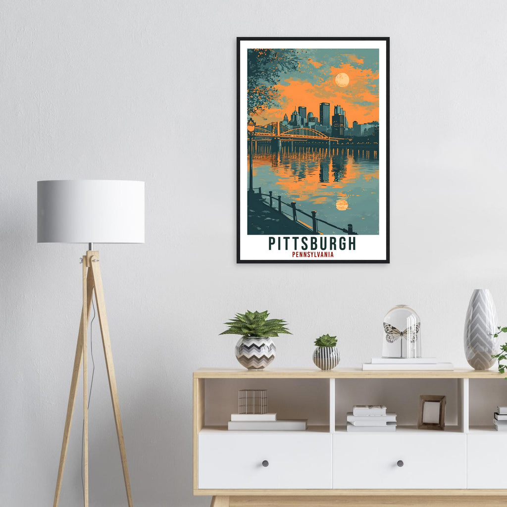 Pittsburgh Travel Print Pennsylvania Home Decoration USA Wall Art Gift Wall Hanging Art Lover Pennsylvania Artwork Pittsburgh Travel Poster