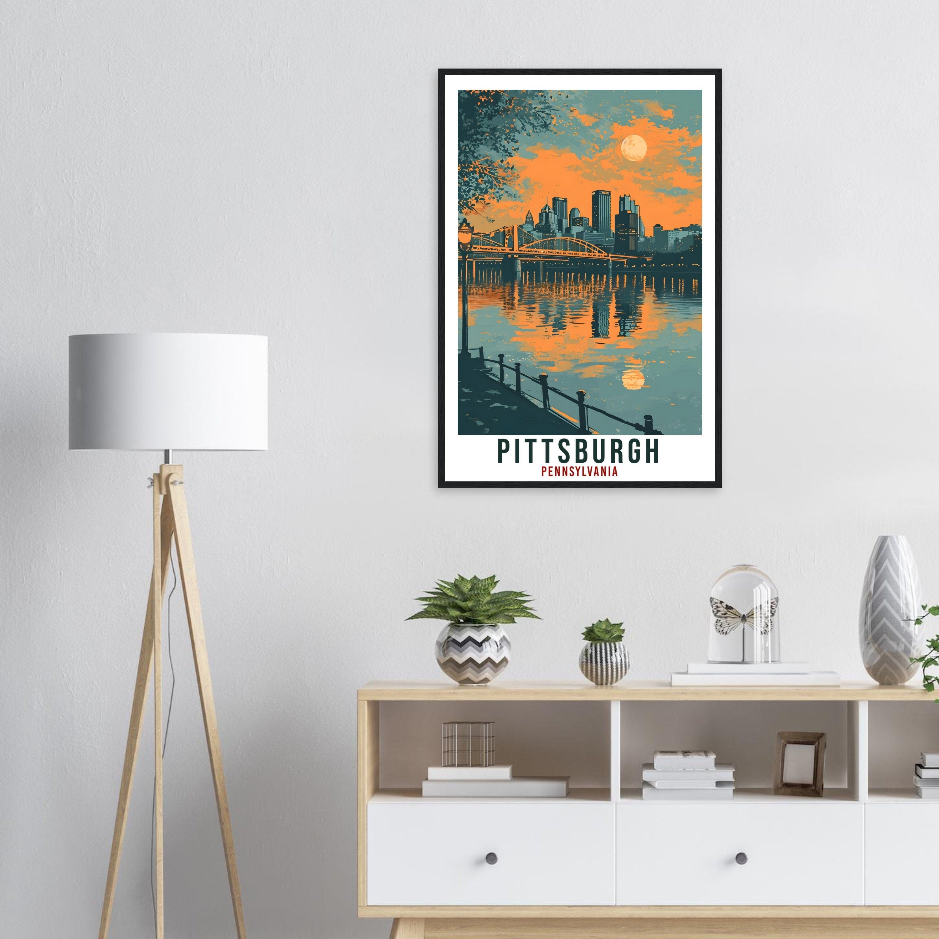 Pittsburgh Travel Print Pennsylvania Home Decoration USA Wall Art Gift Wall Hanging Art Lover Pennsylvania Artwork Pittsburgh Travel Poster