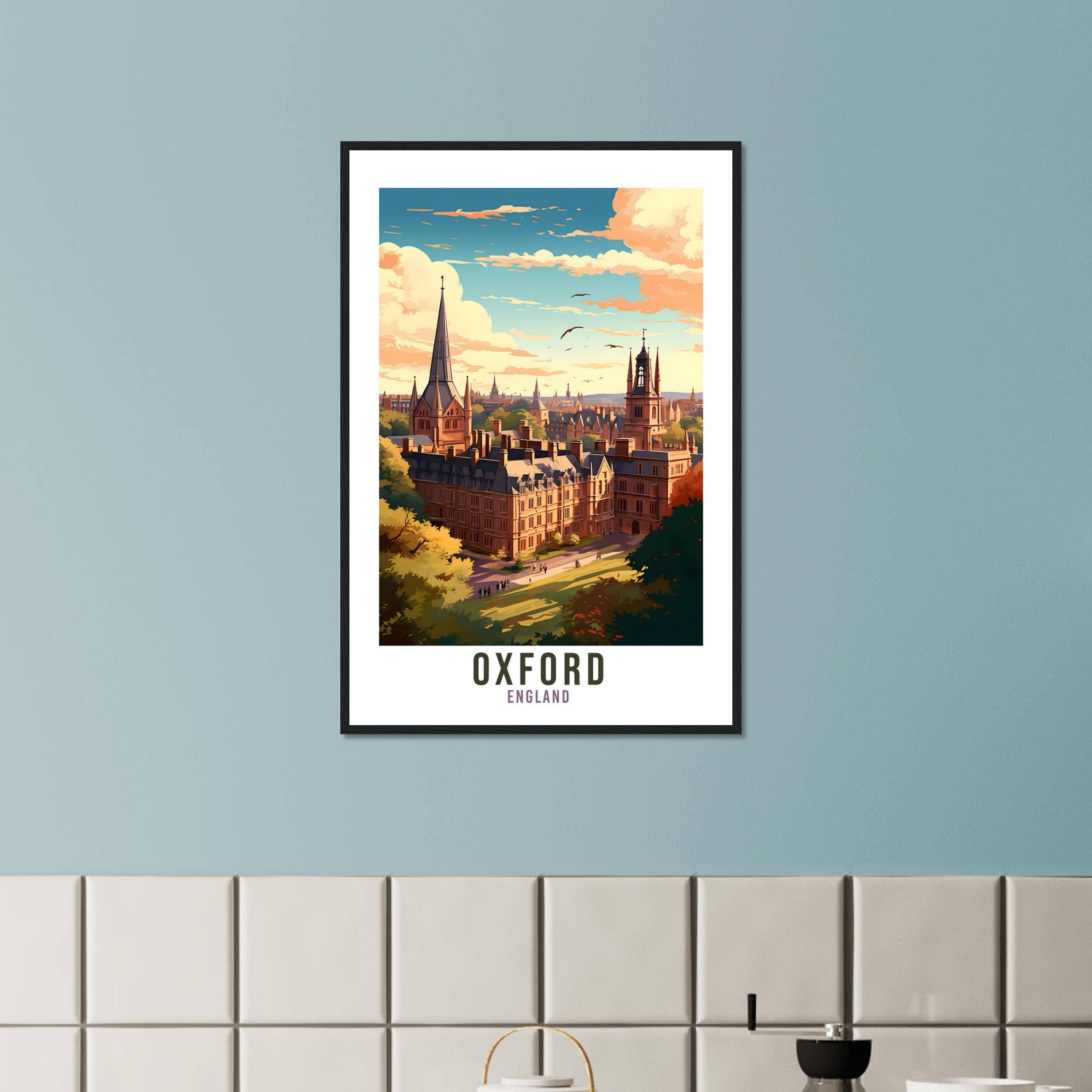 Oxford Travel Print Home Decor Oxfordshire England Wall ART Oxford Artwork Gift Oxford Travel Poster Artwork Oxford Art Lovers Gifts