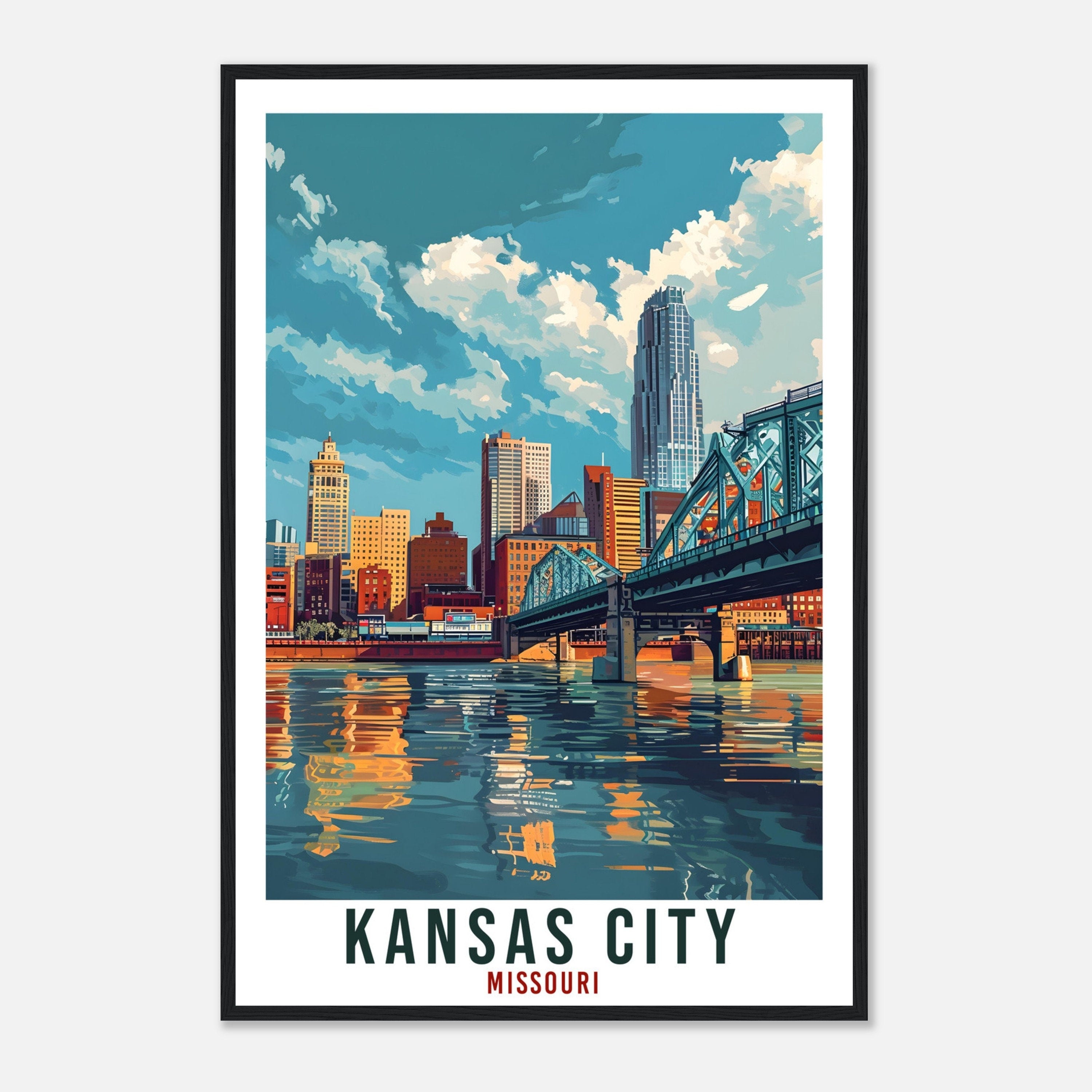 Kansas City Travel Print Missouri Home Decoration USA City Wall Art Gift Wall Hanging Art Lover Missouri Artwork Kansas City Travel Poster