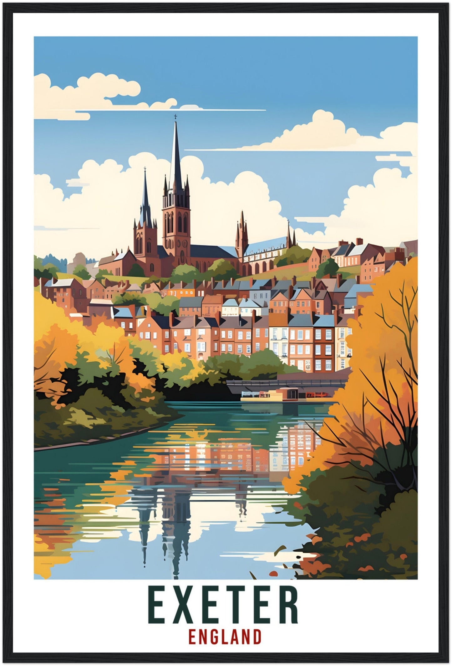 Exeter Travel Print English Wall Art Home Decor Wall Hanging Travel Art Gift Exeter Travel Poster England Landscape Artwork Art Lover Gift