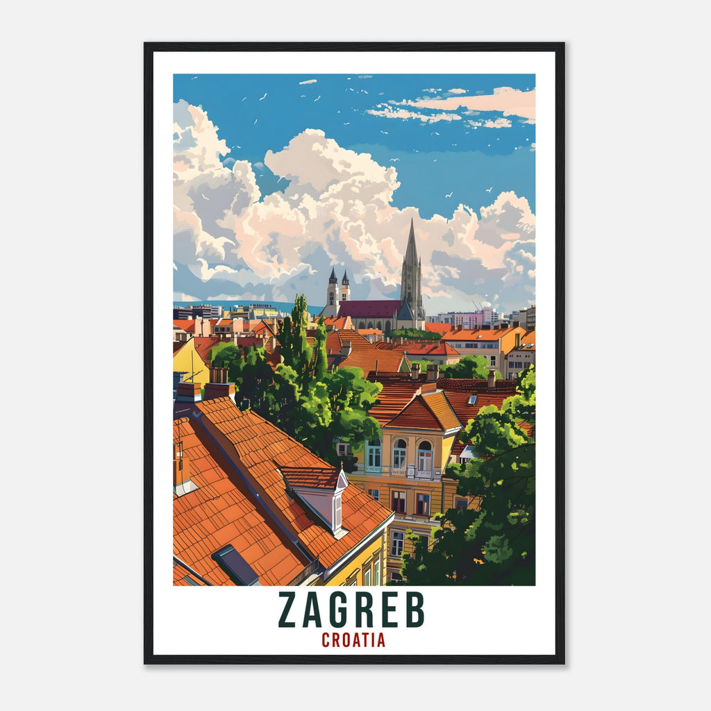 Zagreb Travel Print Croatia Wall Art Wall Hanging Home Décor Zagreb Gift Croatian Landmark Artwork Gift Croatia Holiday Travel Poster Zagreb