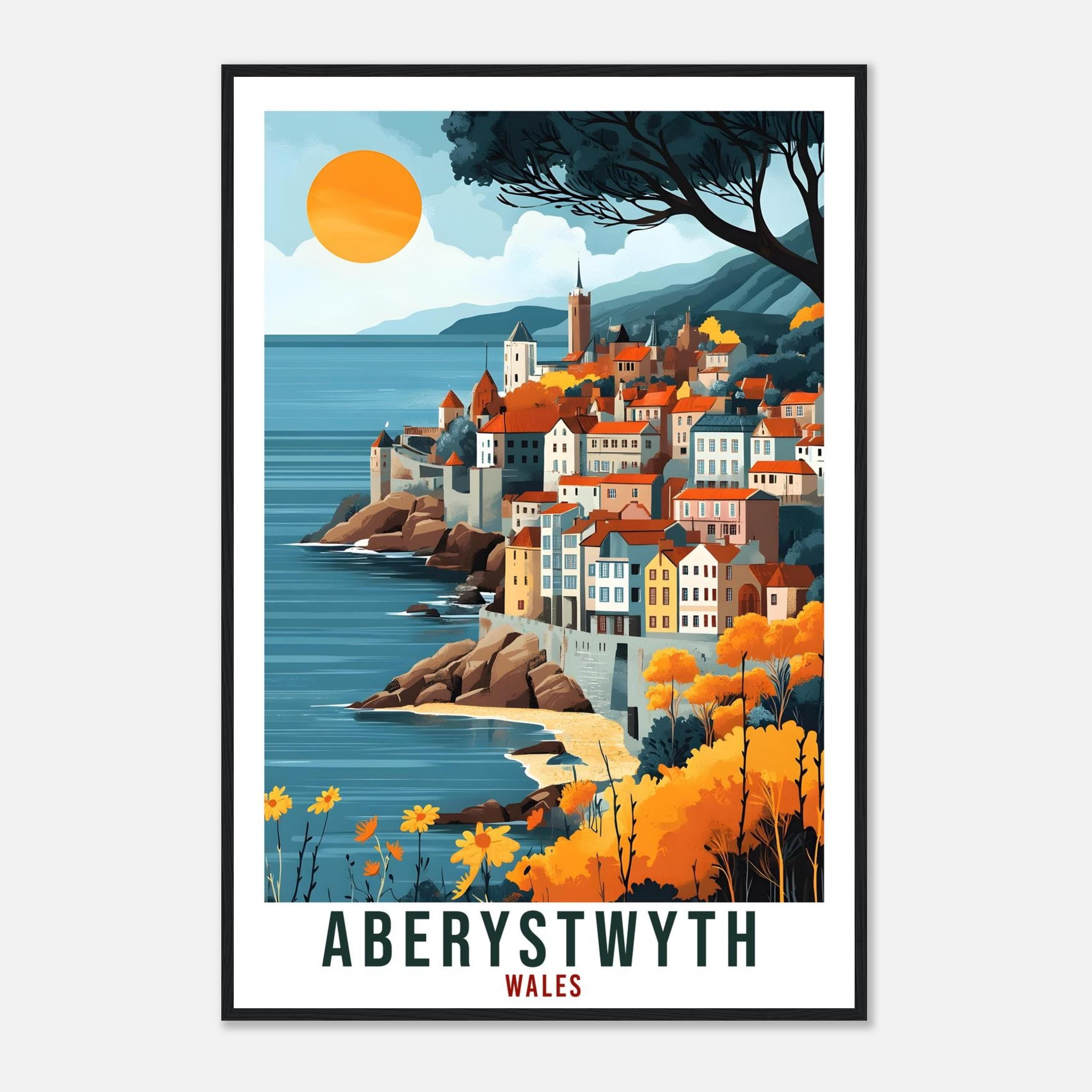 Aberystwyth Travel Print Wales Home Decor Aberystwyth Wall Art Gift Wall Hanging Art Lover Aberystwyth Wales Artwork Travel Poster UK Art