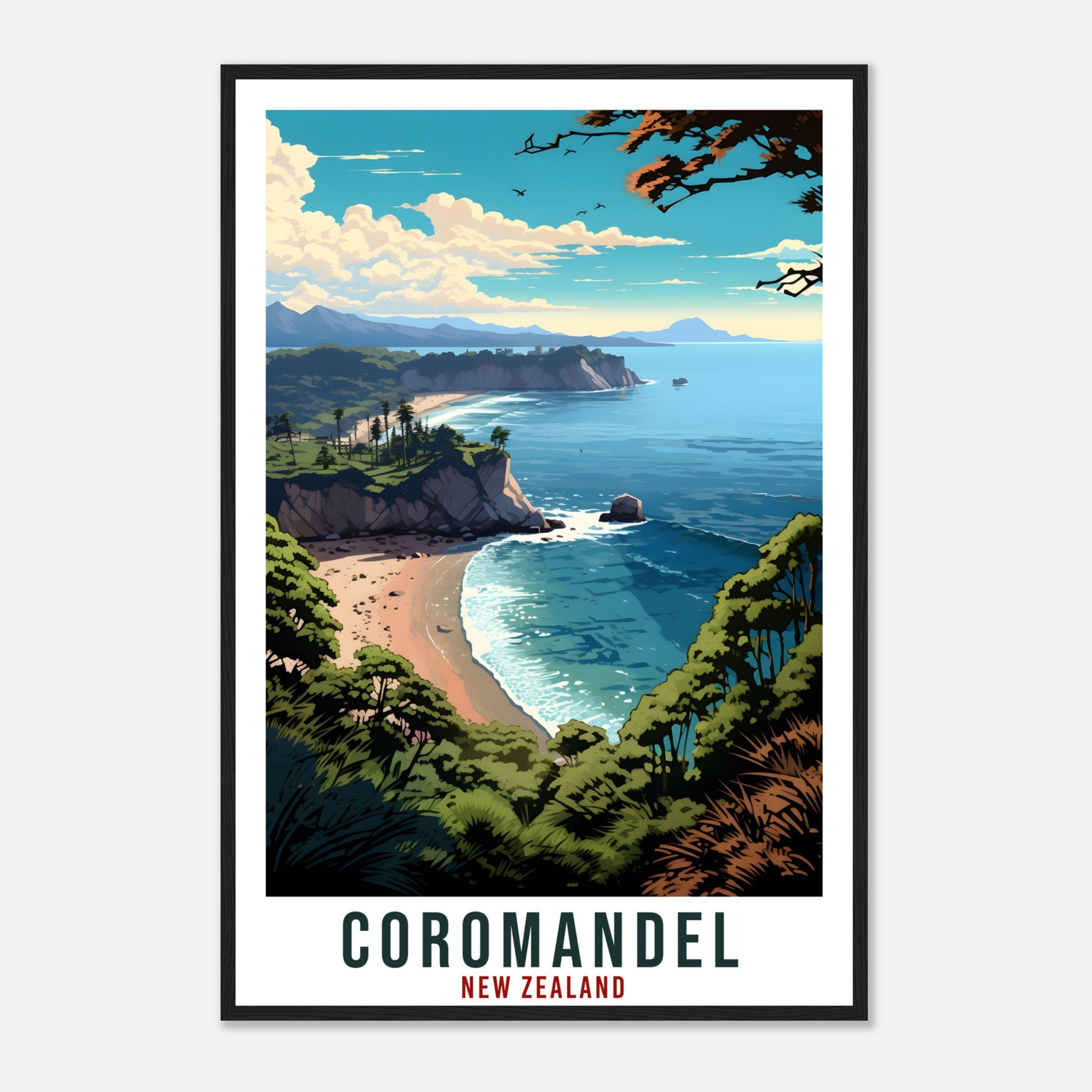 Coromandel Travel Print Wall Art Coromandel New Zealand Home Decor Artwork Art Gifts Coromandel Travel Poster New Zealand Art Lovers Gift