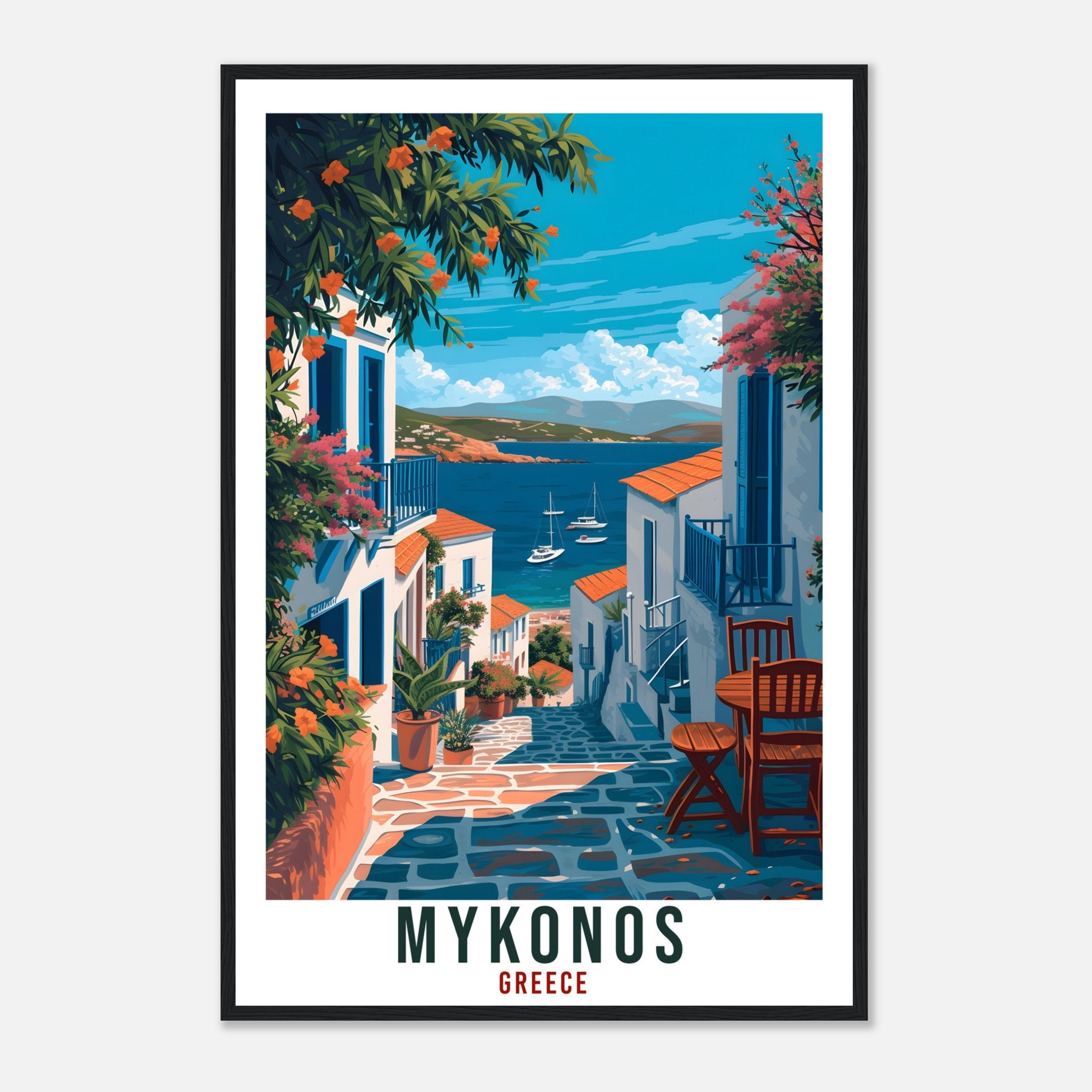 Mykonos Travel Print Greece Home Decoration Mykonos Greek Island Wall Art Gift Wall Hanging Art Lover Greece Artwork Mykonos Travel Poster