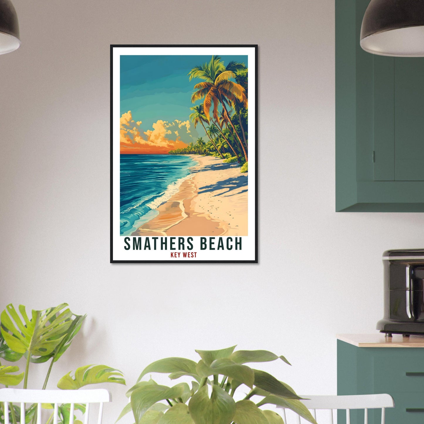 Smathers Beach Travel Print Key West Florida Home Decor Wall Art Gift Wall Hanging Art Lover Key West FL American Artwork Travel Poster Art