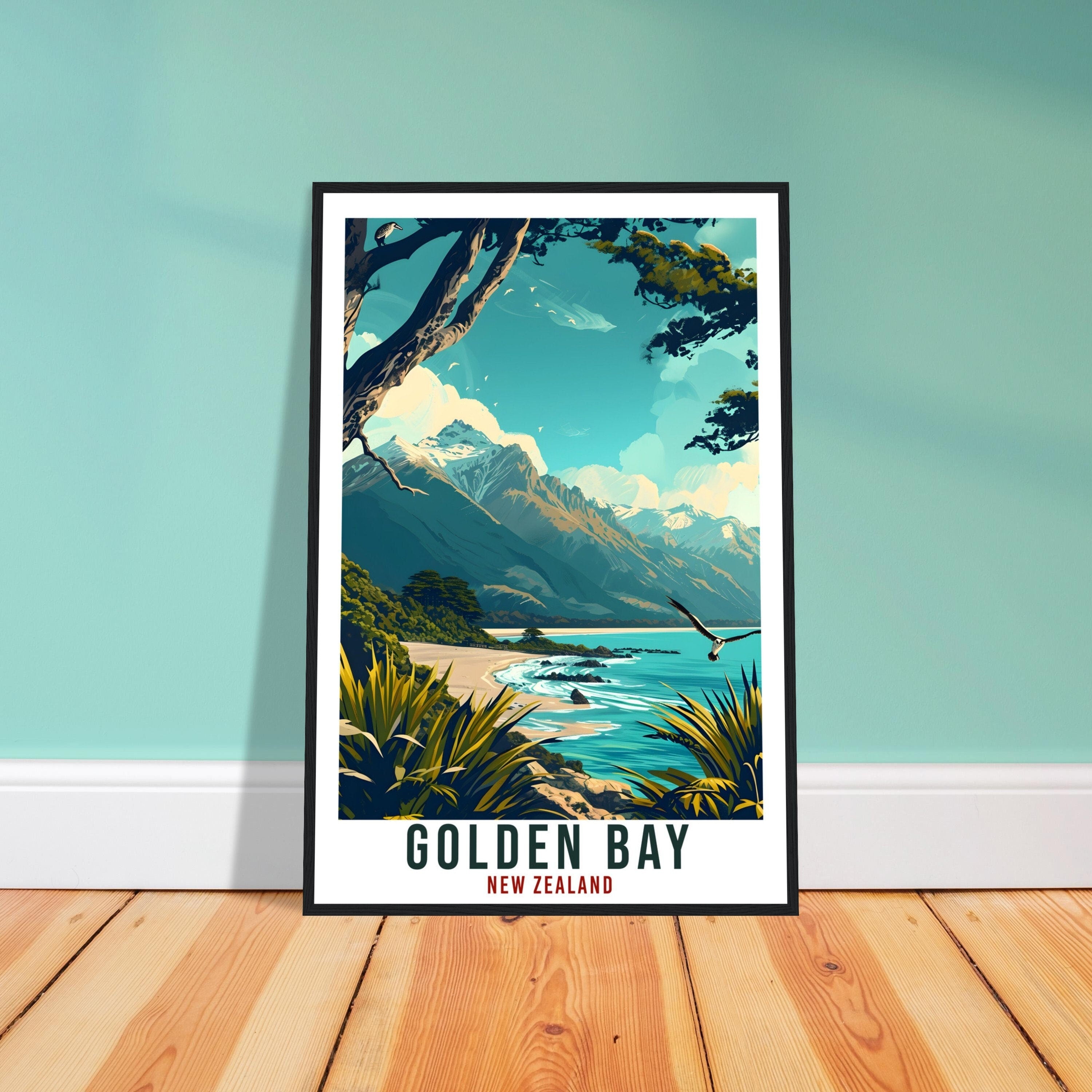 Golden Bay Travel Print Wall Art Golden Bay New Zealand Artwork Art Gifts Golden Bay Travel Poster New Zealand Gift Wall Hanging Home Decor