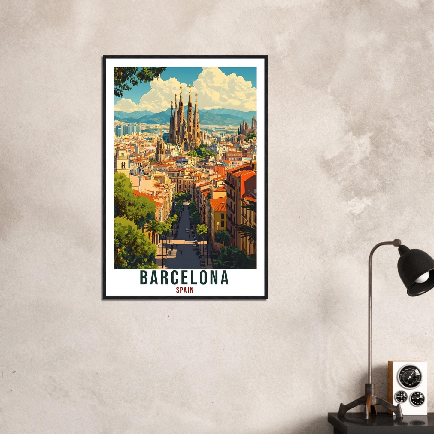 Barcelona Travel Print Spain Home Decor Barcelona Wall Art Gift Wall Hanging Art Lover Barcelona Spain Artwork Travel Poster Travel Artwork