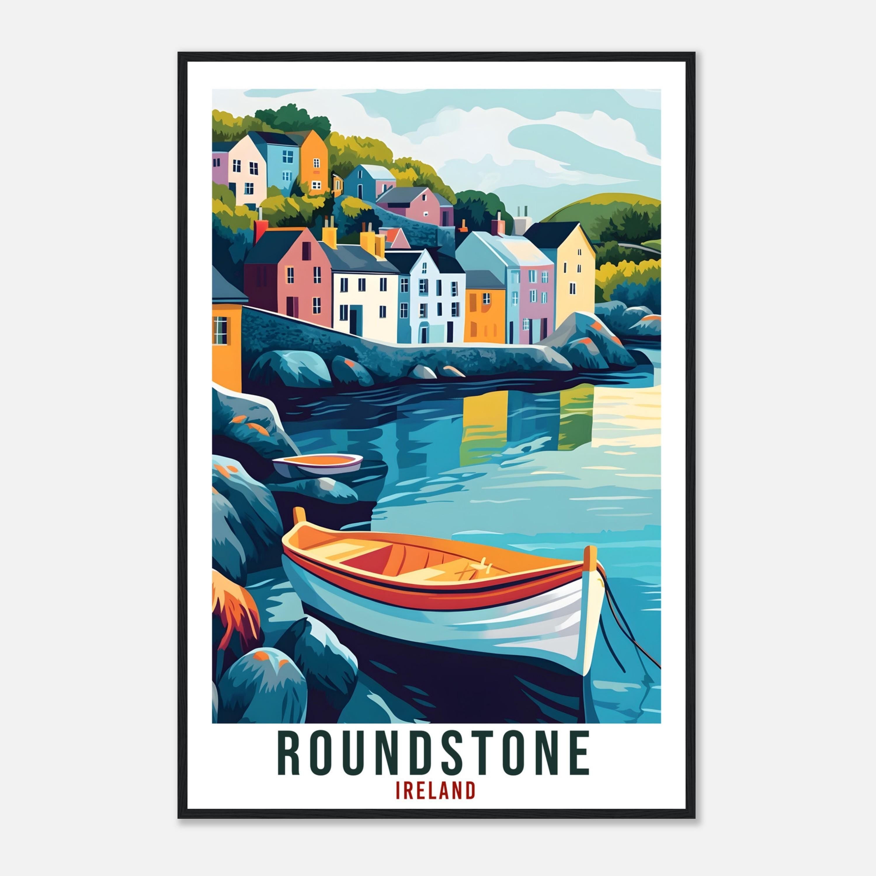 Roundstone Travel Print Ireland Home Decor Roundstone Wall Art Gift Wall Hanging Art Lover Roundstone Irish Artwork Travel Poster Ireland