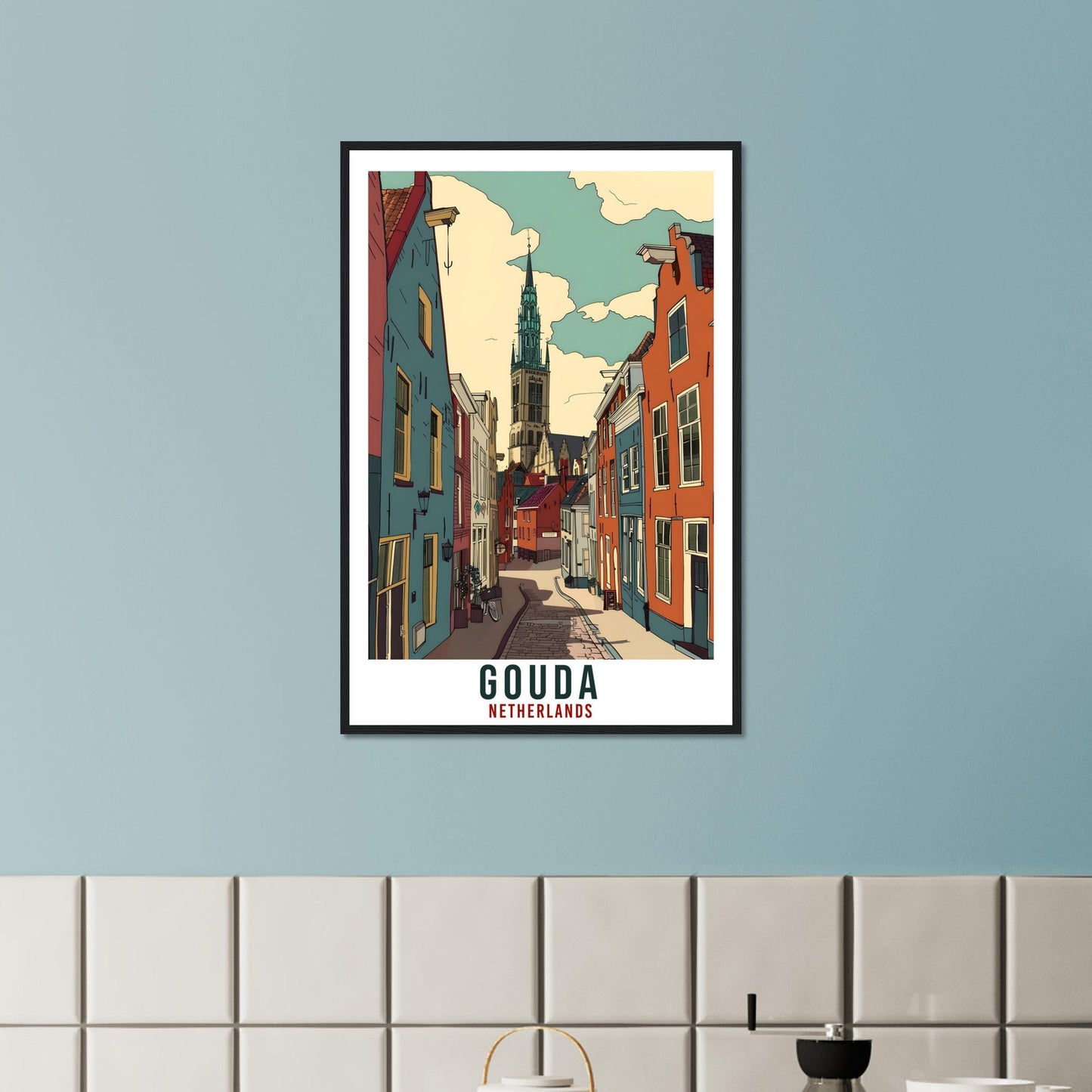Gouda Travel Print Holland Wall Art Wall Hanging Home Décor Gouda Gift Art Lovers Gift Dutch Artwork Gift The Netherlands Travel Poster