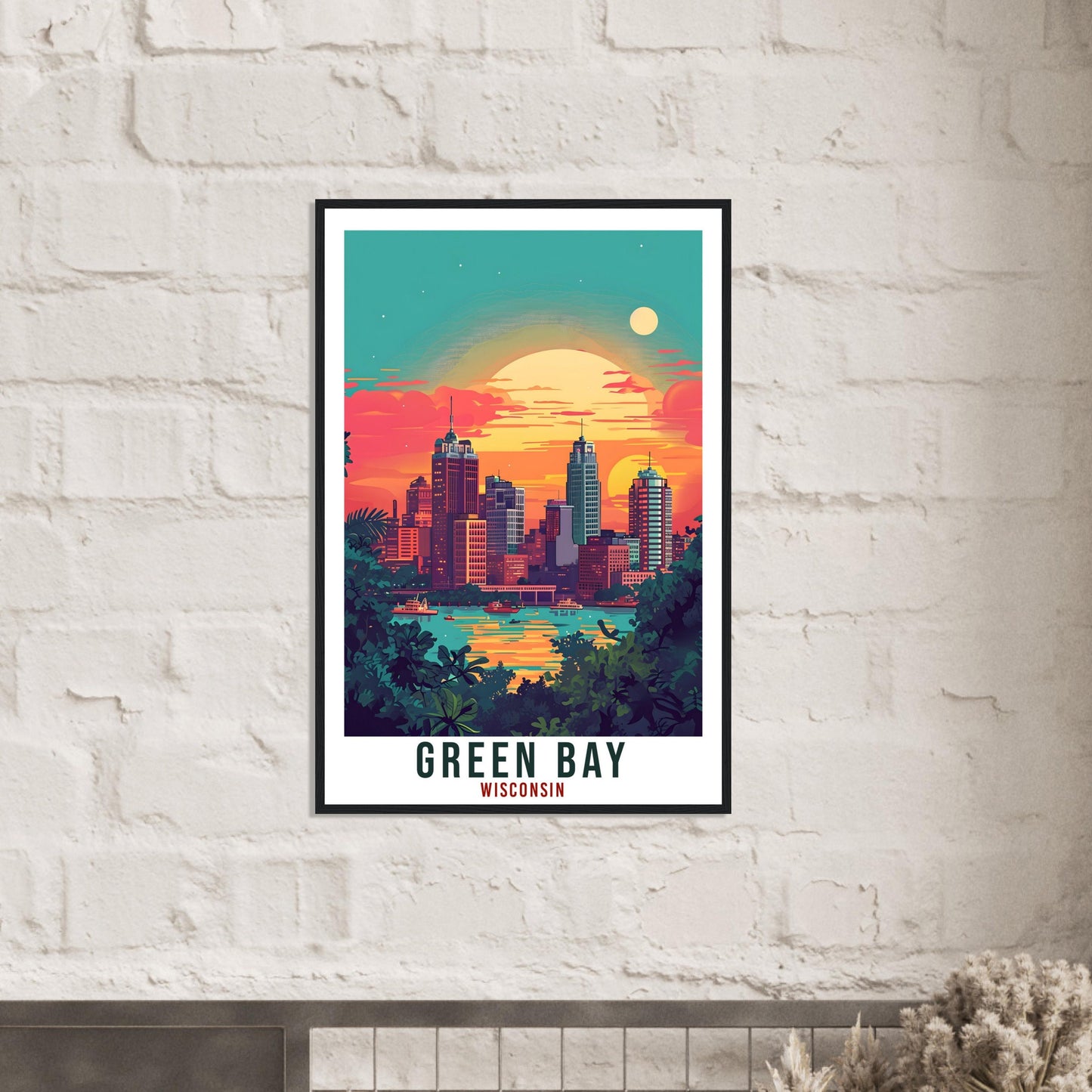 Green Bay Travel Print Wisconsin Home Decoration USA City Wall Art Gift Wall Hanging Art Lover Wisconsin Artwork Green Bay Travel Poster