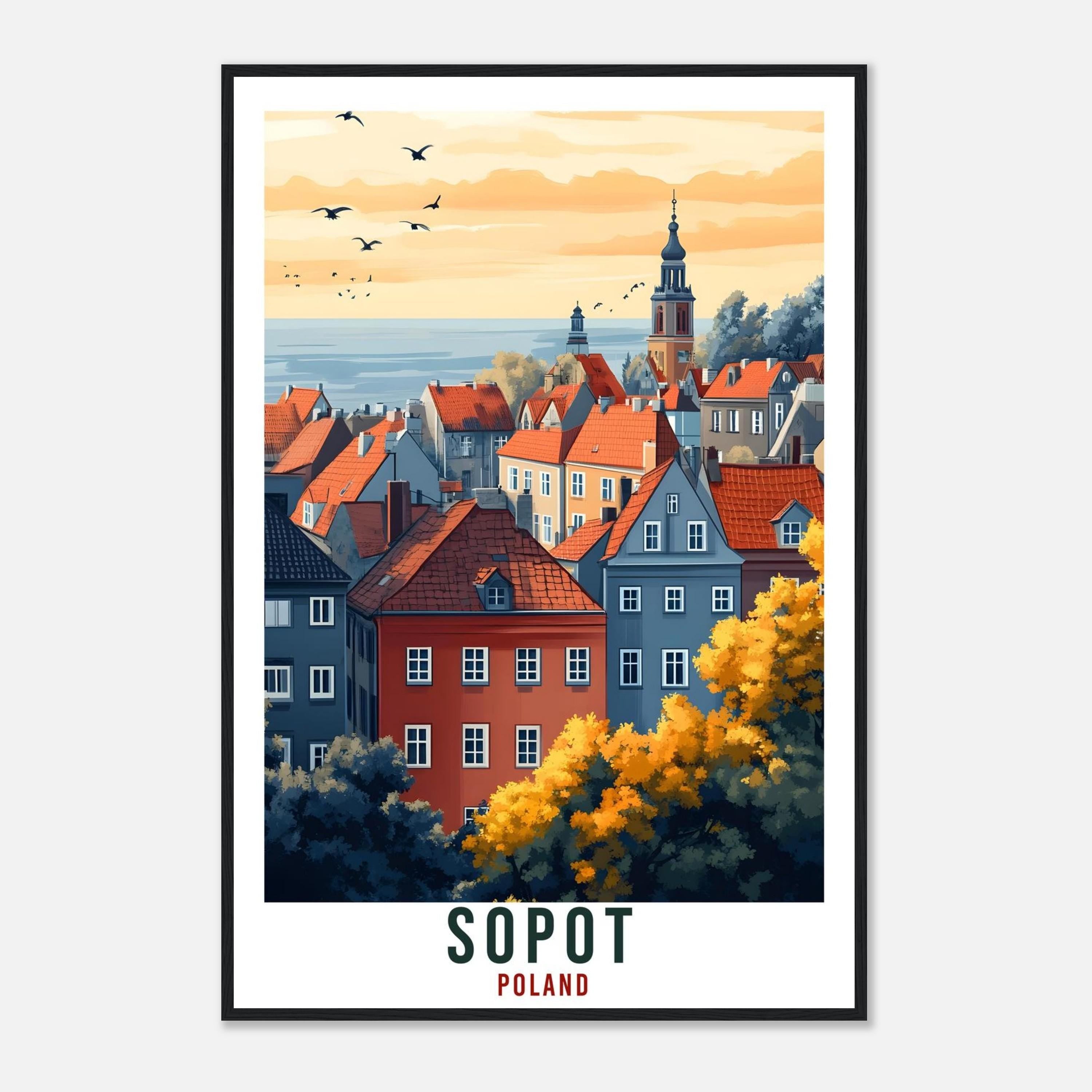 Sopot Travel Print Poland Home Decor Sopot Wall Art Gift Wall Hanging Art Lover Sopot Polish Artwork Travel Poster Poland Travel Artwork