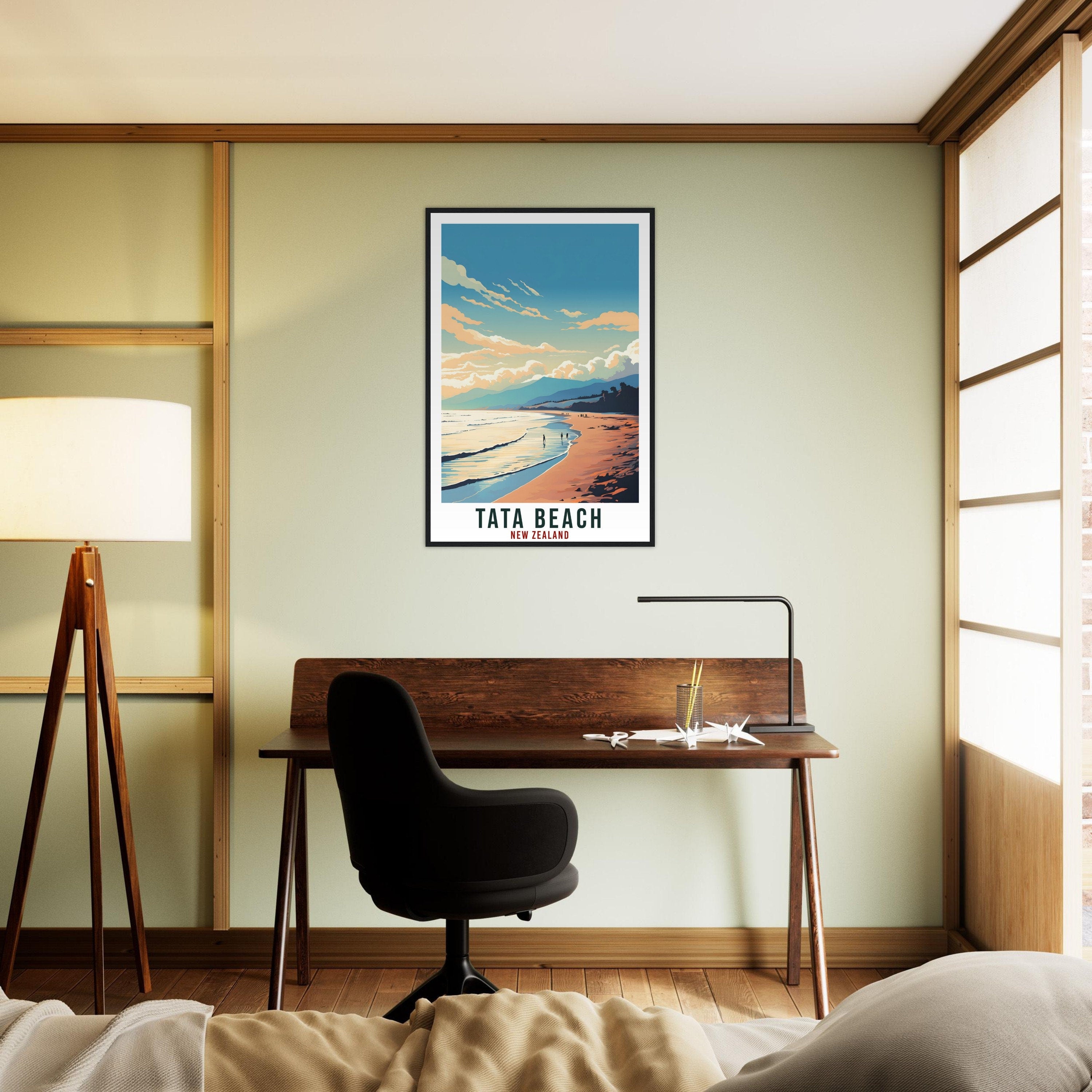 Tata Beach Travel Print Wall Art Tata Beach New Zealand Wall Hanging Artwork Tata Art Gifts Tata Beach Travel Poster New Zealand Art Lovers