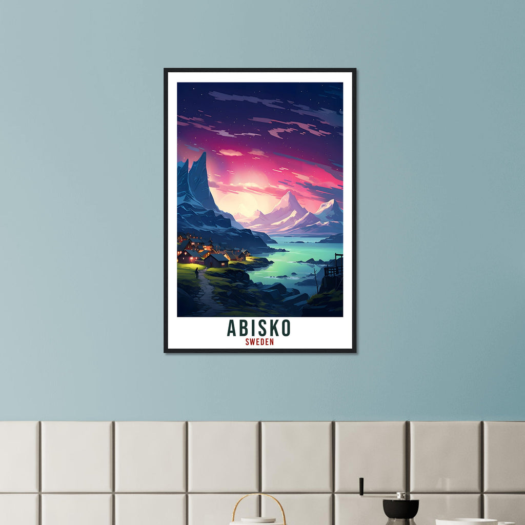 Abisko Travel Print Sweden Northern Lights Wall Art Wall Hanging Travel Art Gift Abisko Travel Poster Sweden Landscape Artwork Art Lover