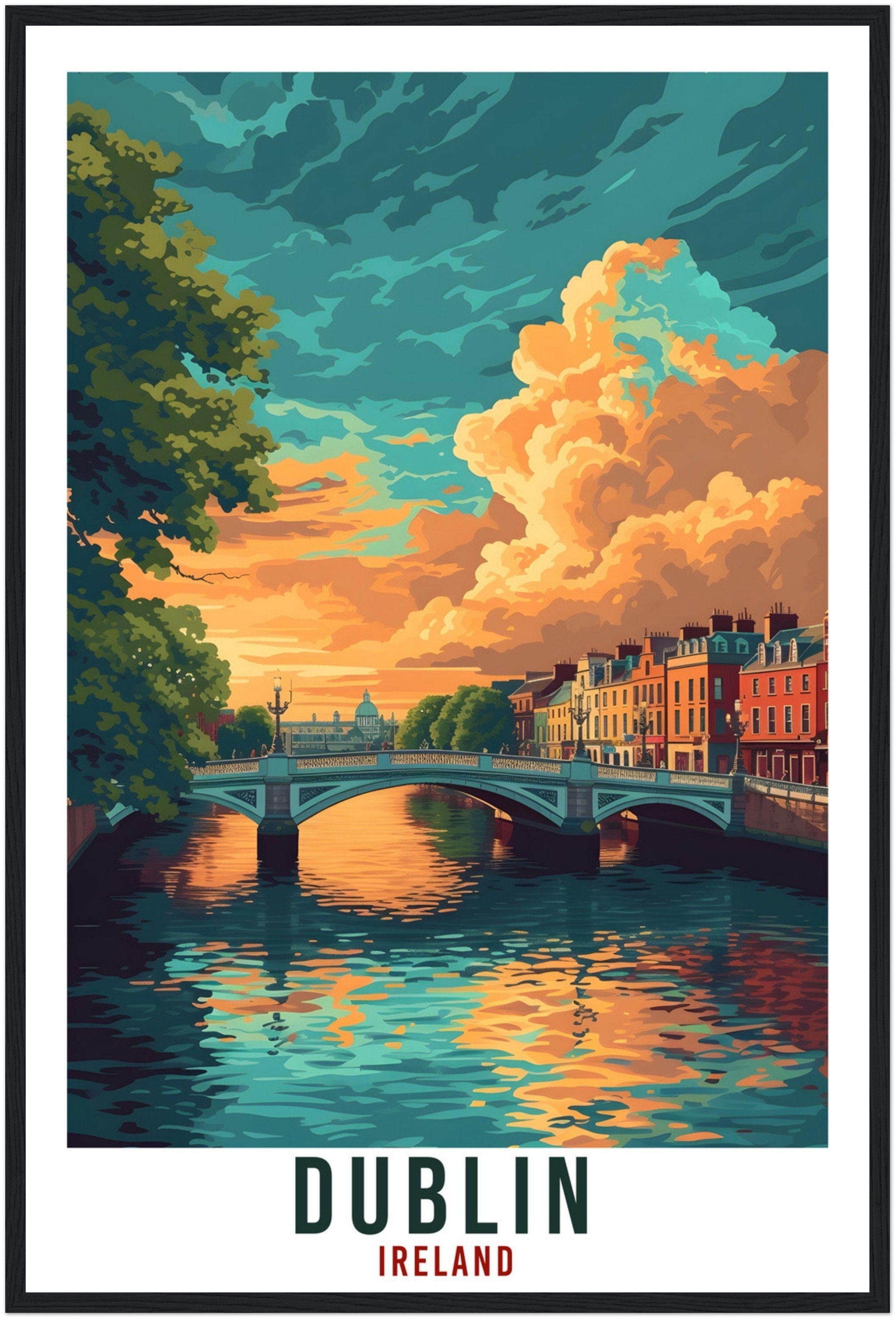 Dublin Travel Print Ireland Home Decoration Irish Dublin Wall Art Gift Wall Hanging Art Lover Irish Artwork Ireland Dublin Travel Poster