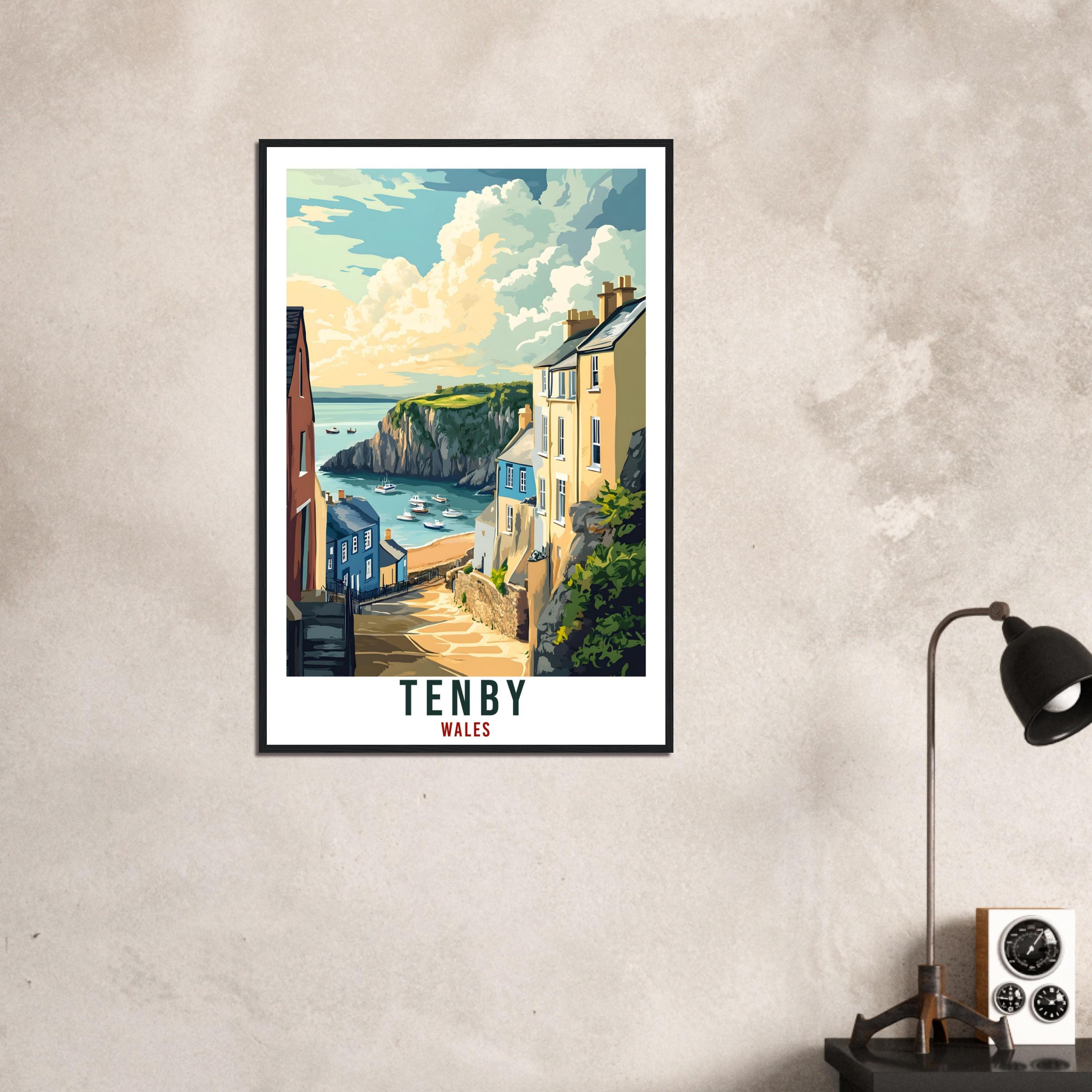 Tenby Travel Poster Wales Home Decor Tenby Wall Art Wall Hanging Art Lover Wales Artwork Travel Print Tenby Travel Art Gift Wales Artwork