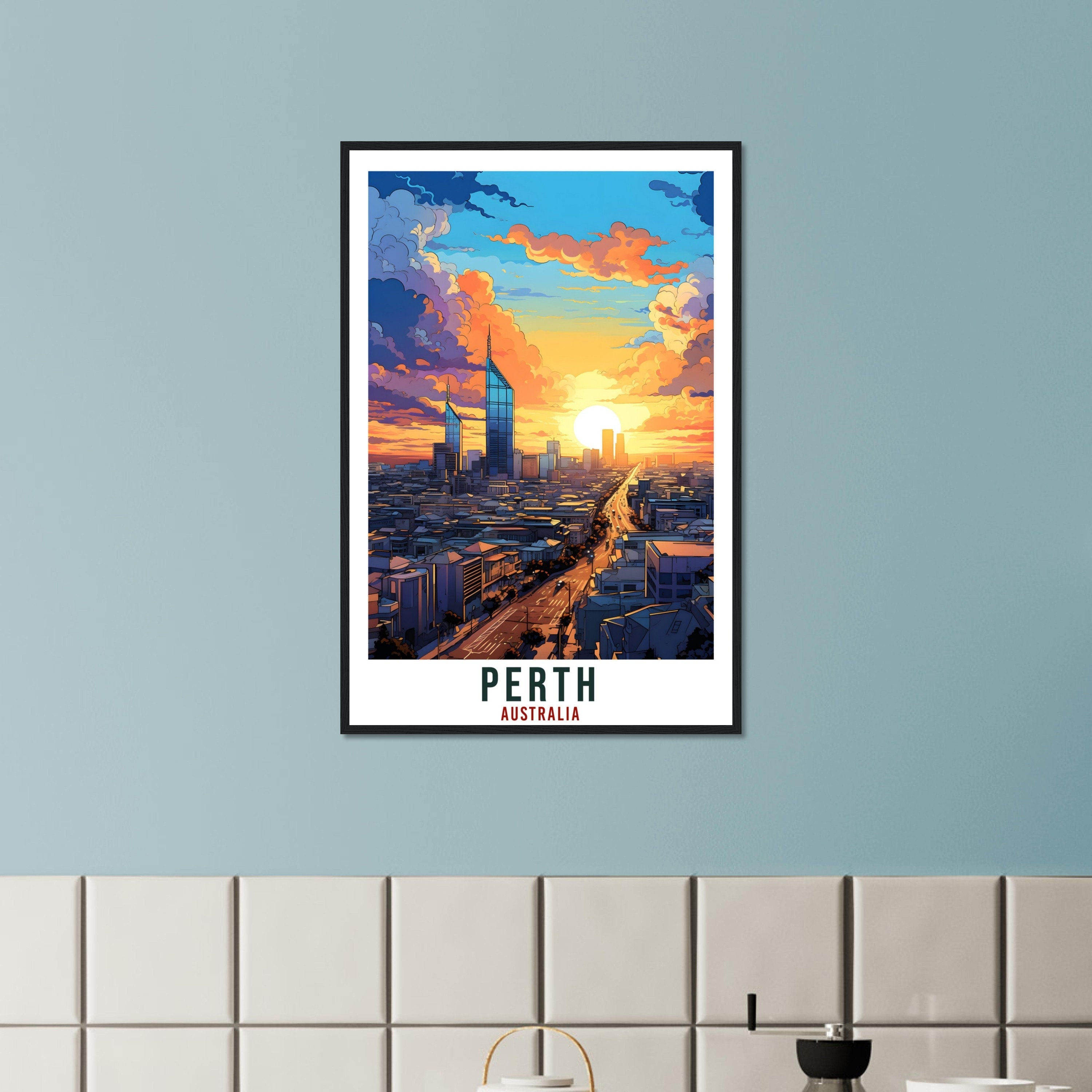 Perth Travel Poster Wall Art Perth Australia Home Décor Artwork Wall Hanging Perth Art Gifts  Perth Travel Print Australian Art Lovers Gift