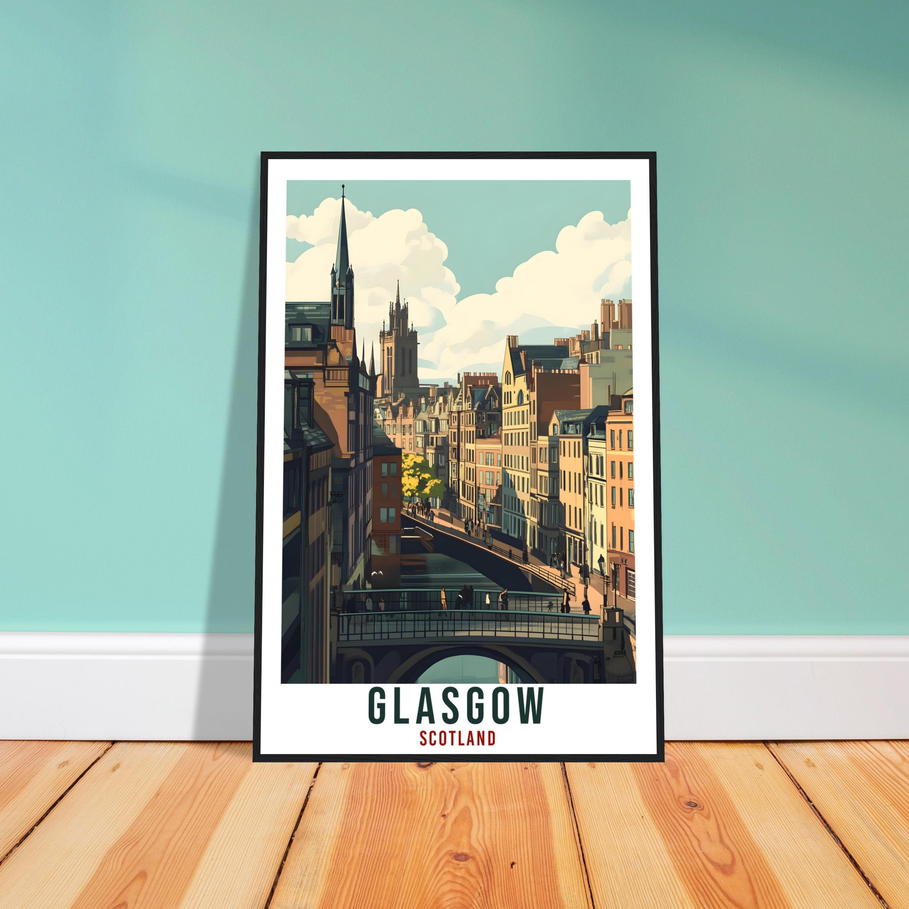Glasgow Travel Print Scotland Home Decor Glasgow Wall Art Wall Hanging Art Lover Scotland Artwork Travel Poster Glasgow Travel Art Gift