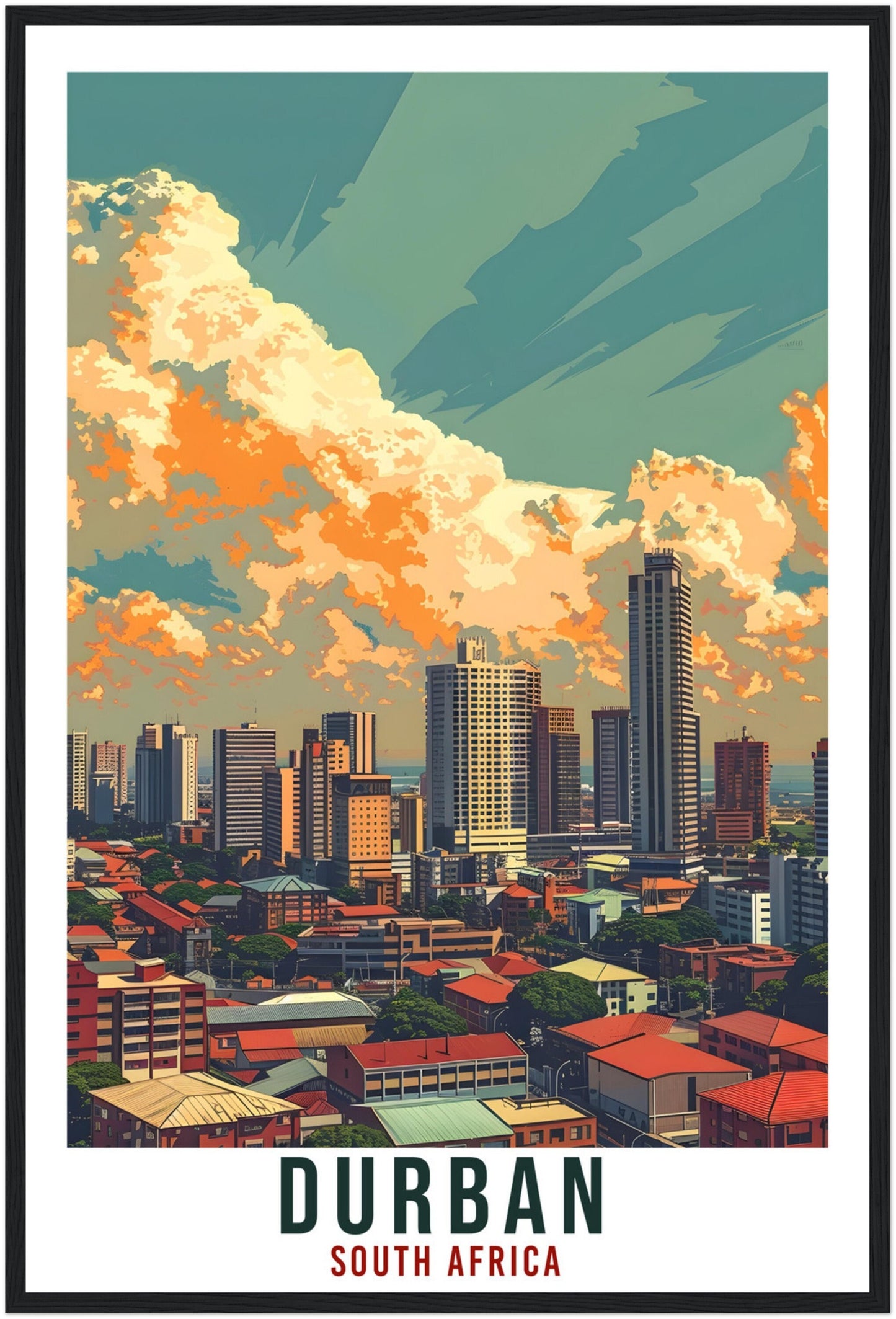 Durban South Africa Travel Poster Wall Art Wall Hanging Home Décor Durban Gift Art Lovers Artwork Gift Print South African Landmark Print