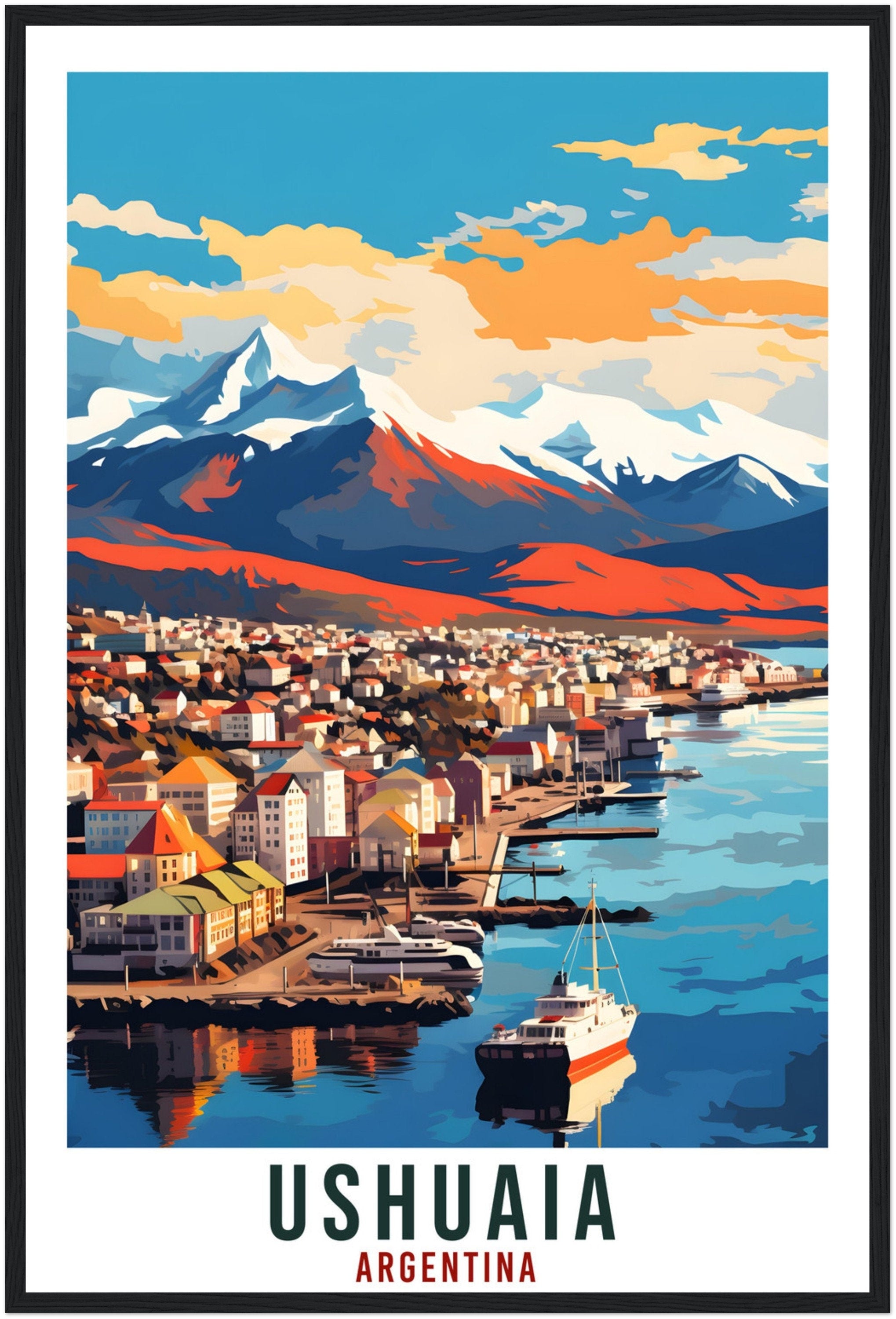 Ushuaia Travel Print Wall Art Ushuaia Argentina City Landscape Artwork Ushuaia Art Gifts Ushuaia Travel Poster Argentinian Art Lovers Gift