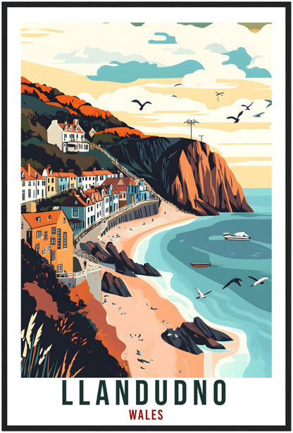 Llandudno Travel Print Wales Home Decor Llandudno Wall Art Wall Hanging Art Lover Wales Artwork Travel Poster Llandudno Travel Art Gift
