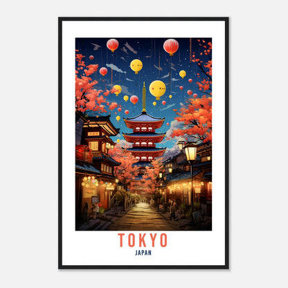 Tokyo Travel Poster Tokyo At Night Wall Hanging Japan Artwork Travel Print Wall Art Tokyo Japan Asia Home Decor Gift Travel Art Japan Temple