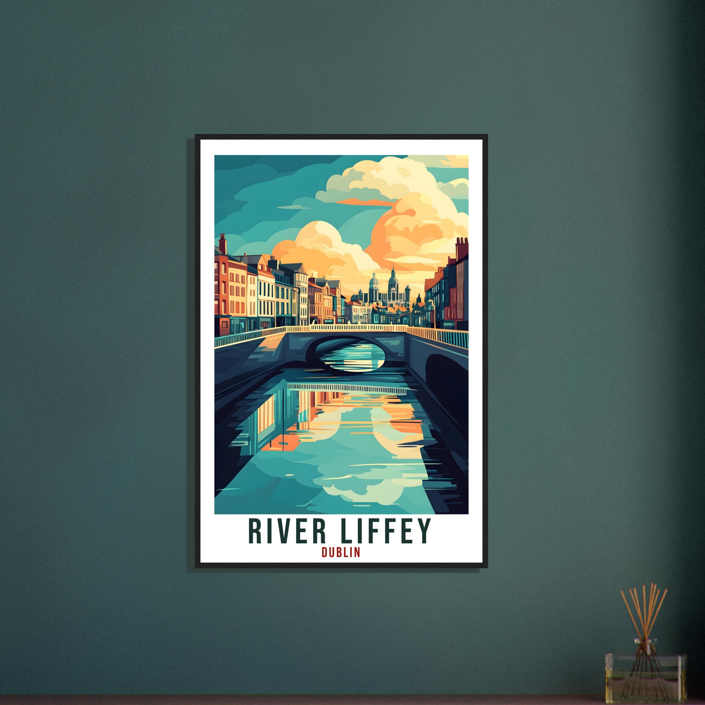River Liffey Travel Print Ireland Decor River Liffey Wall Art Wall Hanging Irish Artwork Travel Poster Liffey Dublin Ireland Travel Art