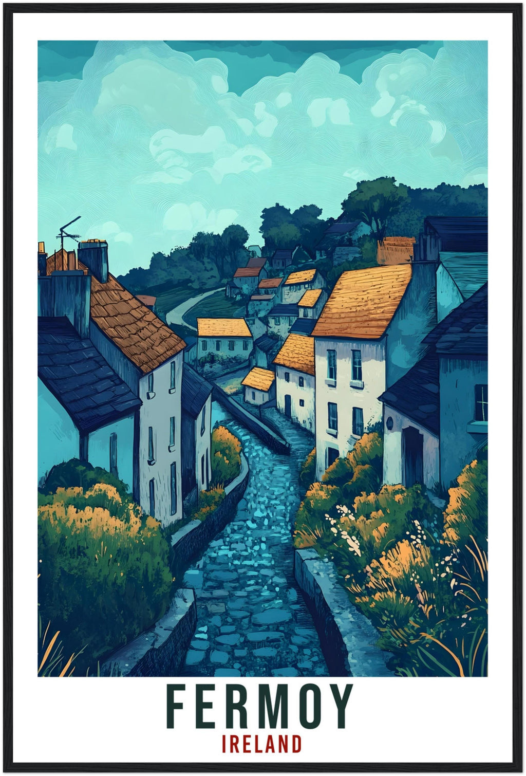 Fermoy Travel Print Ireland Home Decor Fermoy Wall Art Gift Wall Hanging Art Lover Cork Irish Artwork Travel Poster Ireland Travel Art