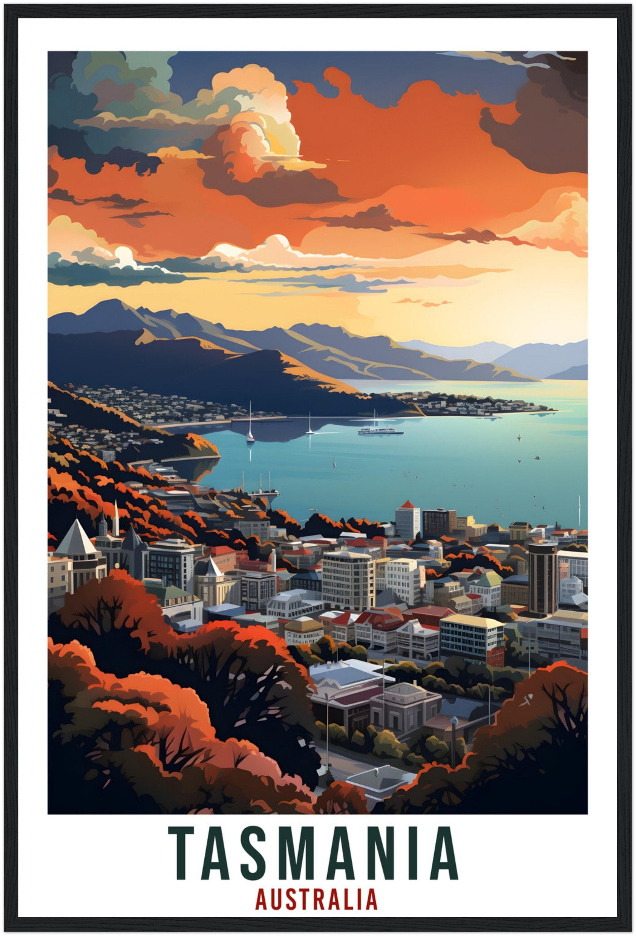 Tasmania Travel Poster Wall Art Tasmania Australia Home Décor Artwork Wall Hanging Tasmania Art Gifts Tasmania Travel Print Australian Gift