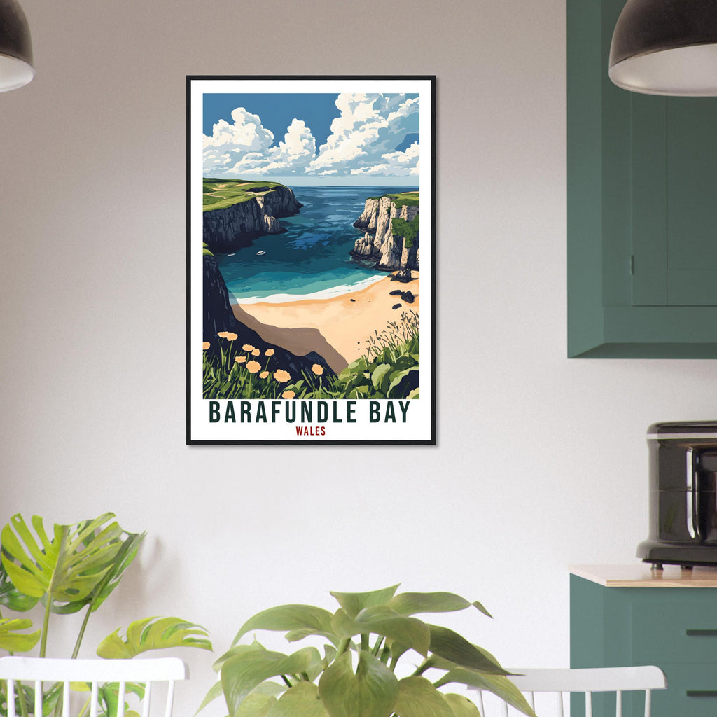 Barafundle Bay Travel Print Wales Home Decor Barafundle Bay Wall Art Wall Hanging Art Lover Wales Artwork Travel Poster Barafundle Bay Art
