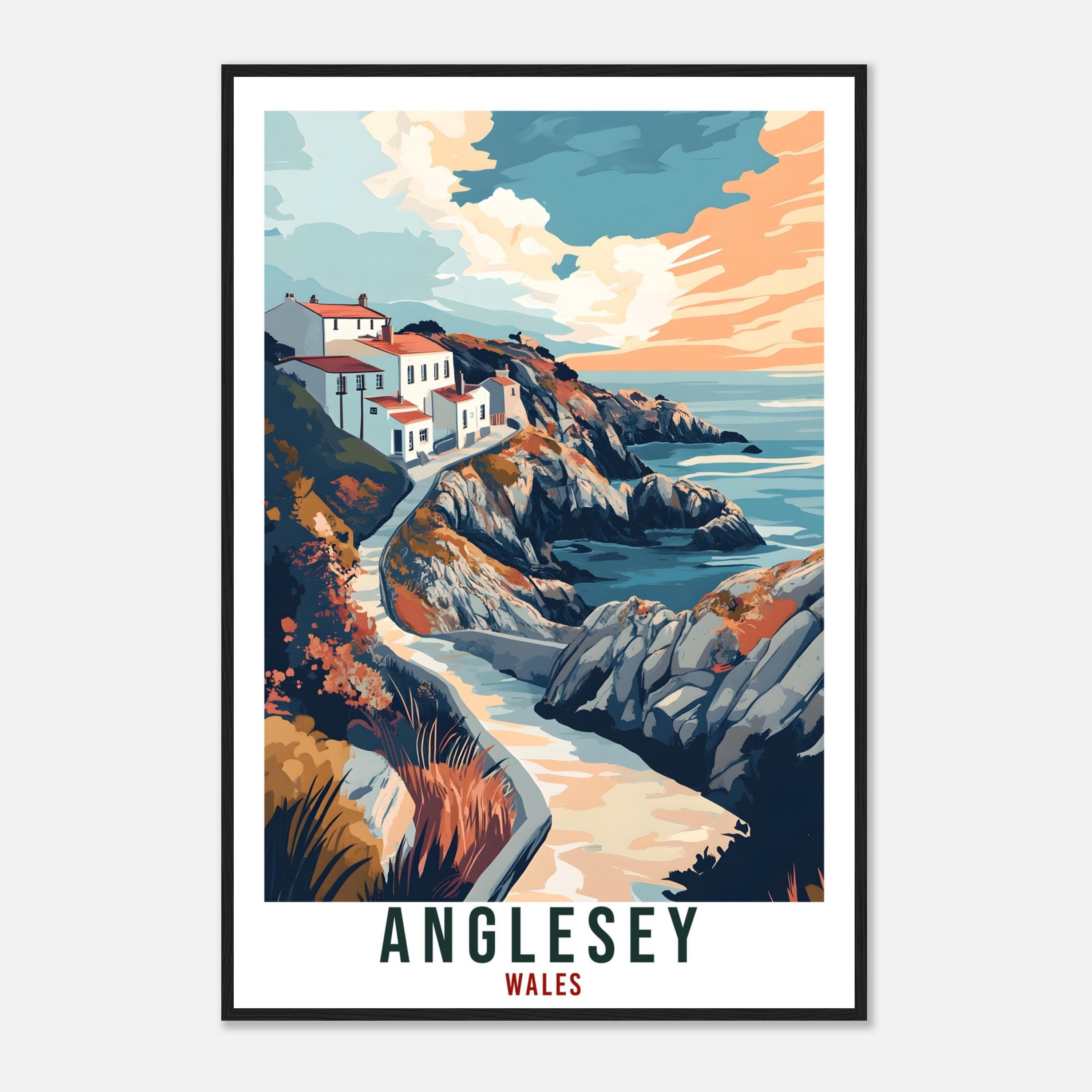 Anglesey Travel Print Wales Home Decor Anglesey Wall Art Wall Hanging Art Lover Wales Artwork Travel Poster Anglesey Travel Art Gift
