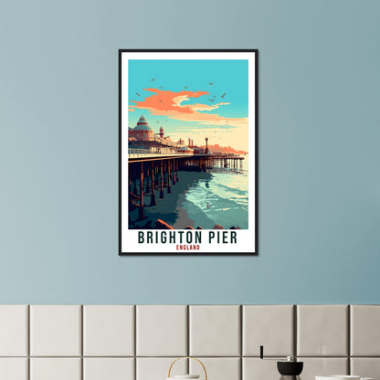 Brighton Pier Travel Print Wall Art Wall Hanging Home Living Décor Brighton Pier Gift Art Lovers UK Artwork Gift Print England Travel Poster