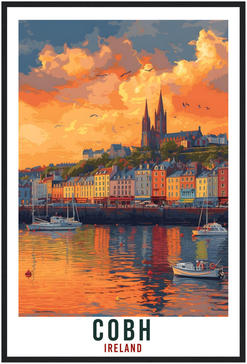 Cobh Travel Print Ireland Home Decoration Cobh Irish Town Wall Art Gift Wall Hanging Art Lover Irish Artwork Ireland Cobh Travel Poster