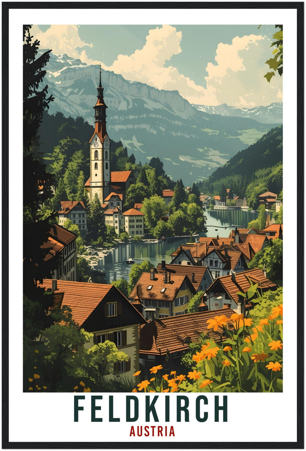 Feldkirch Gift Travel Print Austria Home Decoration Austrian Wall Art Gift Wall Hanging Art Lover Austria Artwork Feldkirch Travel Poster