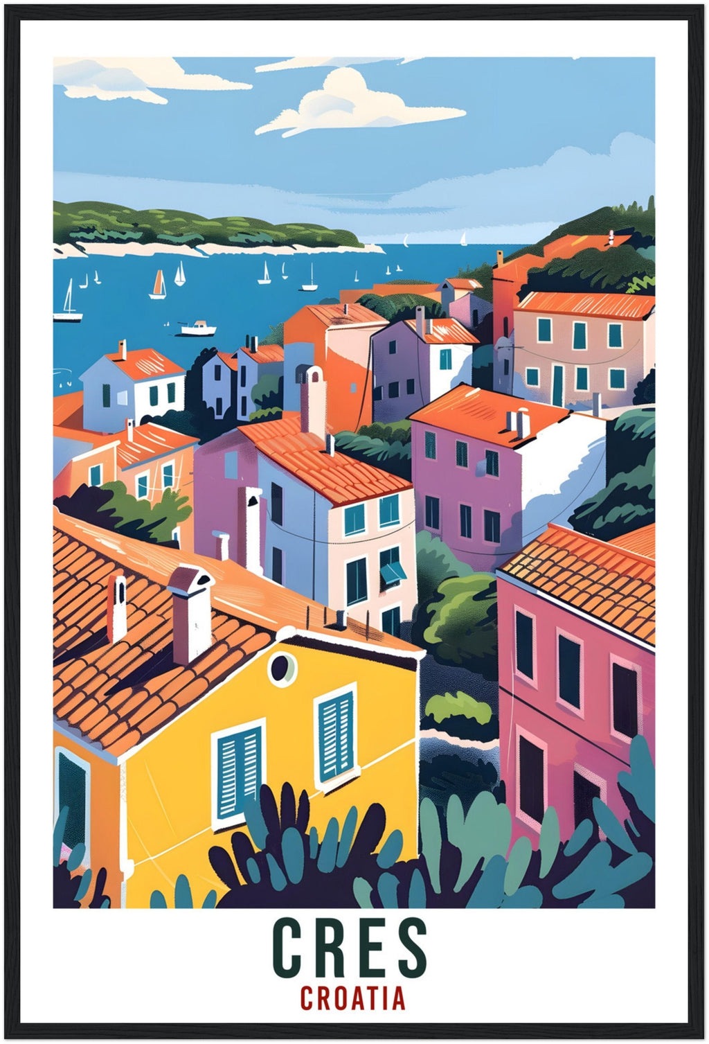 Cres Island Travel Print Croatia Wall Art Wall Hanging Home Décor Cres Gift Croatia Landmark Artwork Gift Cres Croatia Holiday Travel Poster