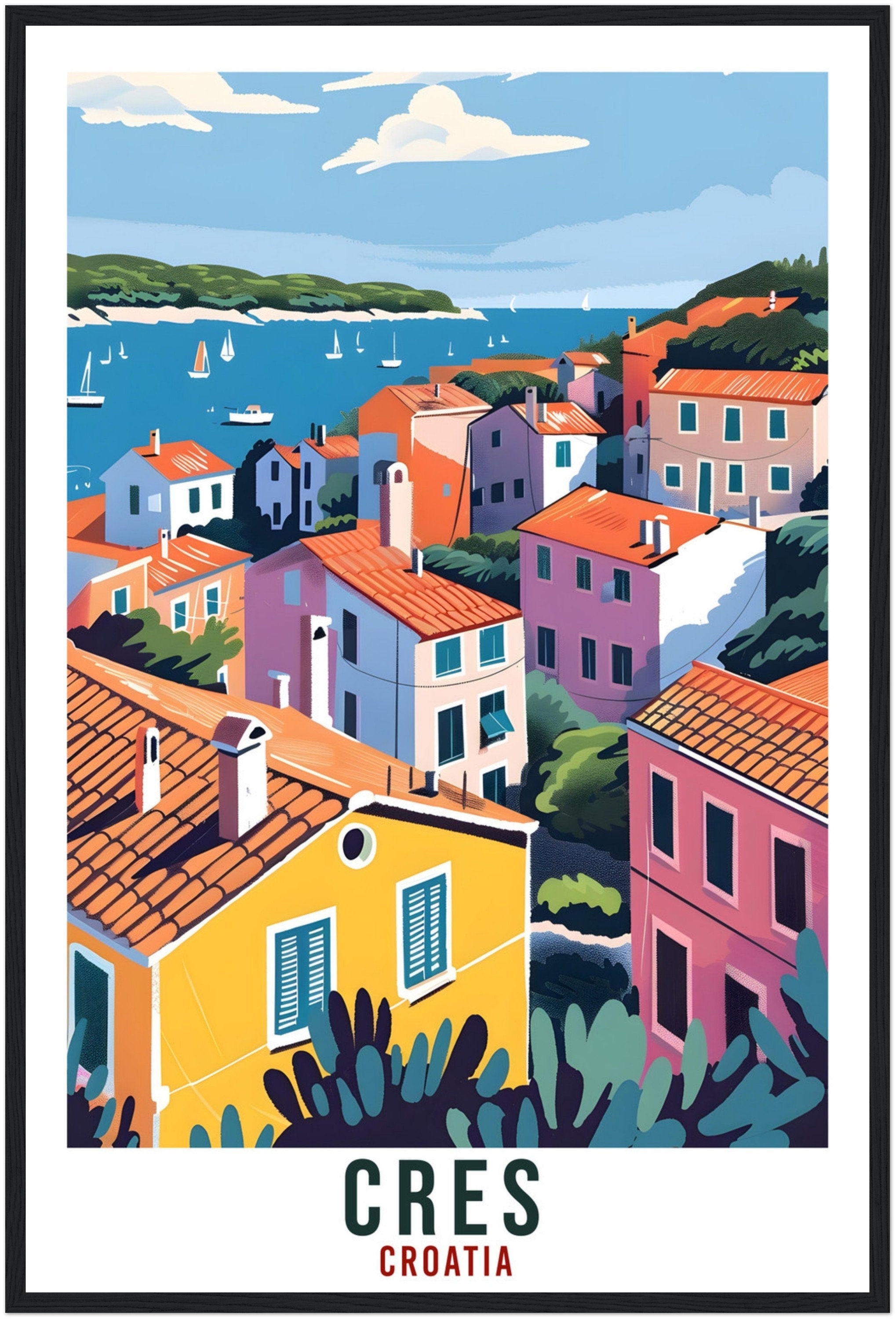Cres Island Travel Print Croatia Wall Art Wall Hanging Home Décor Cres Gift Croatia Landmark Artwork Gift Cres Croatia Holiday Travel Poster