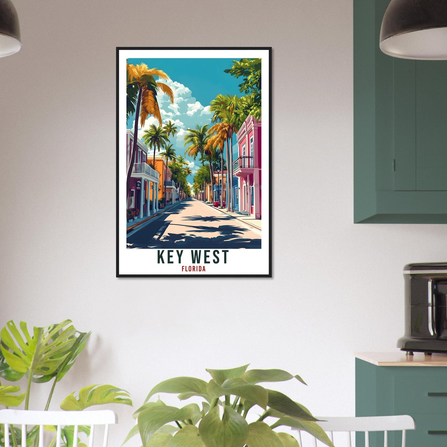 Key West Travel Print Florida Keys United States Decor Wall Art Gift Wall Hanging Art Lover Key West American Artwork Travel Poster USA Art