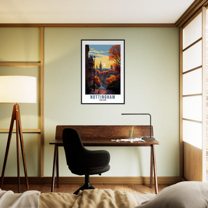 Nottingham Travel Print Home Decor Nottinghamshire East Midlands Wall Hanging Nottingham Artwork Gift Nottingham Travel Poster Artwork