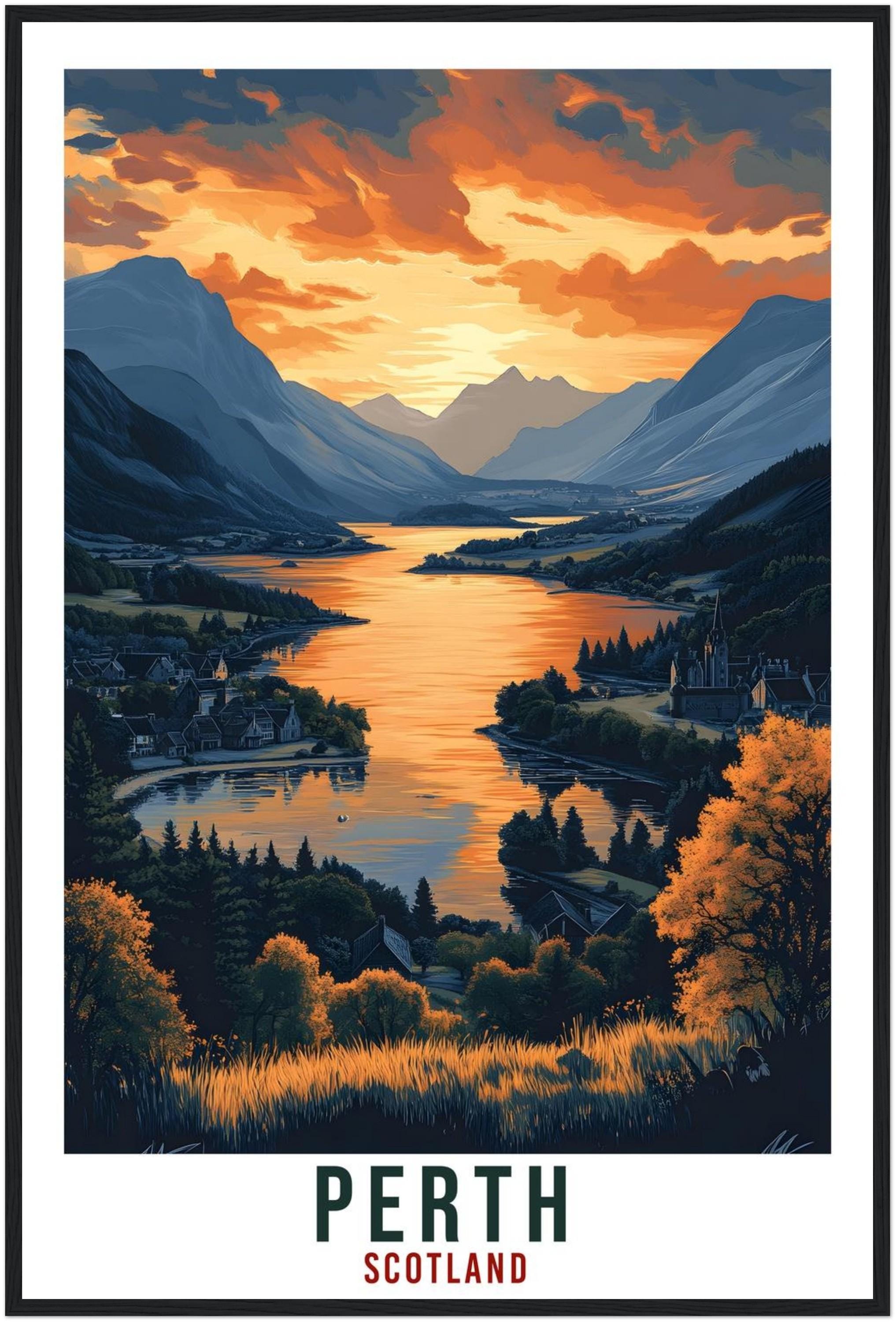 Perth Travel Print Scotland Home Decor Perth Wall Art Gift Wall Hanging Art Lover Perth Scotland Artwork Travel Poster UK Travel Art