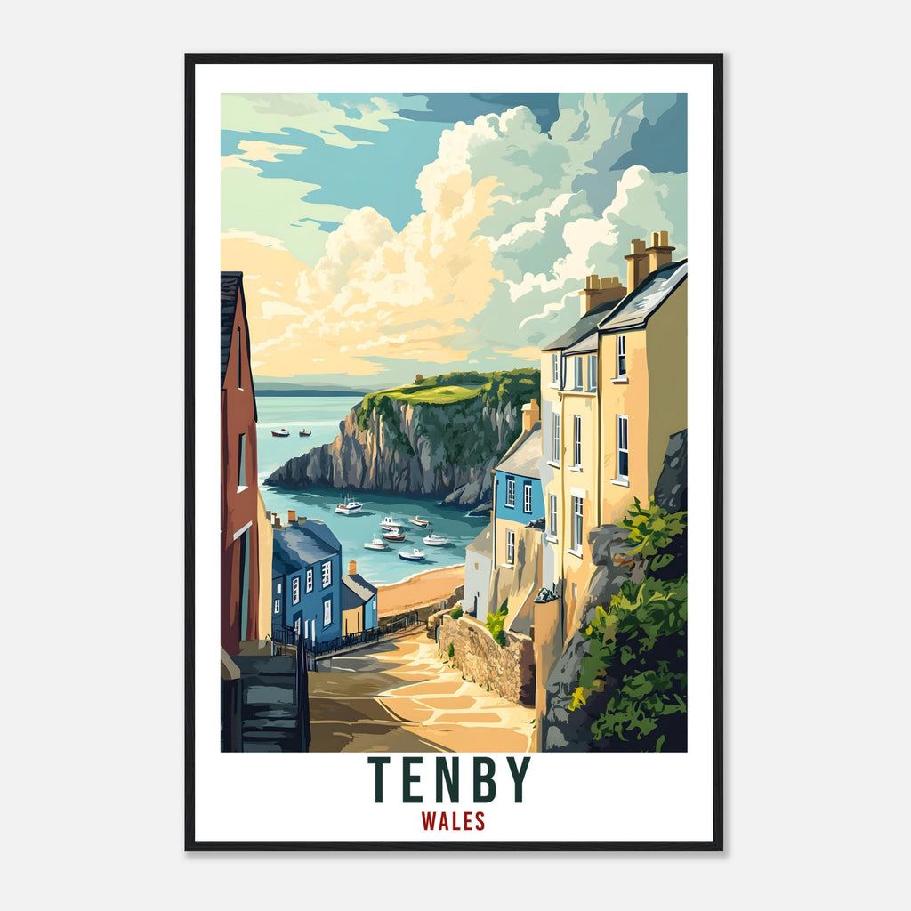 Tenby Travel Poster Wales Home Decor Tenby Wall Art Wall Hanging Art Lover Wales Artwork Travel Print Tenby Travel Art Gift Wales Artwork