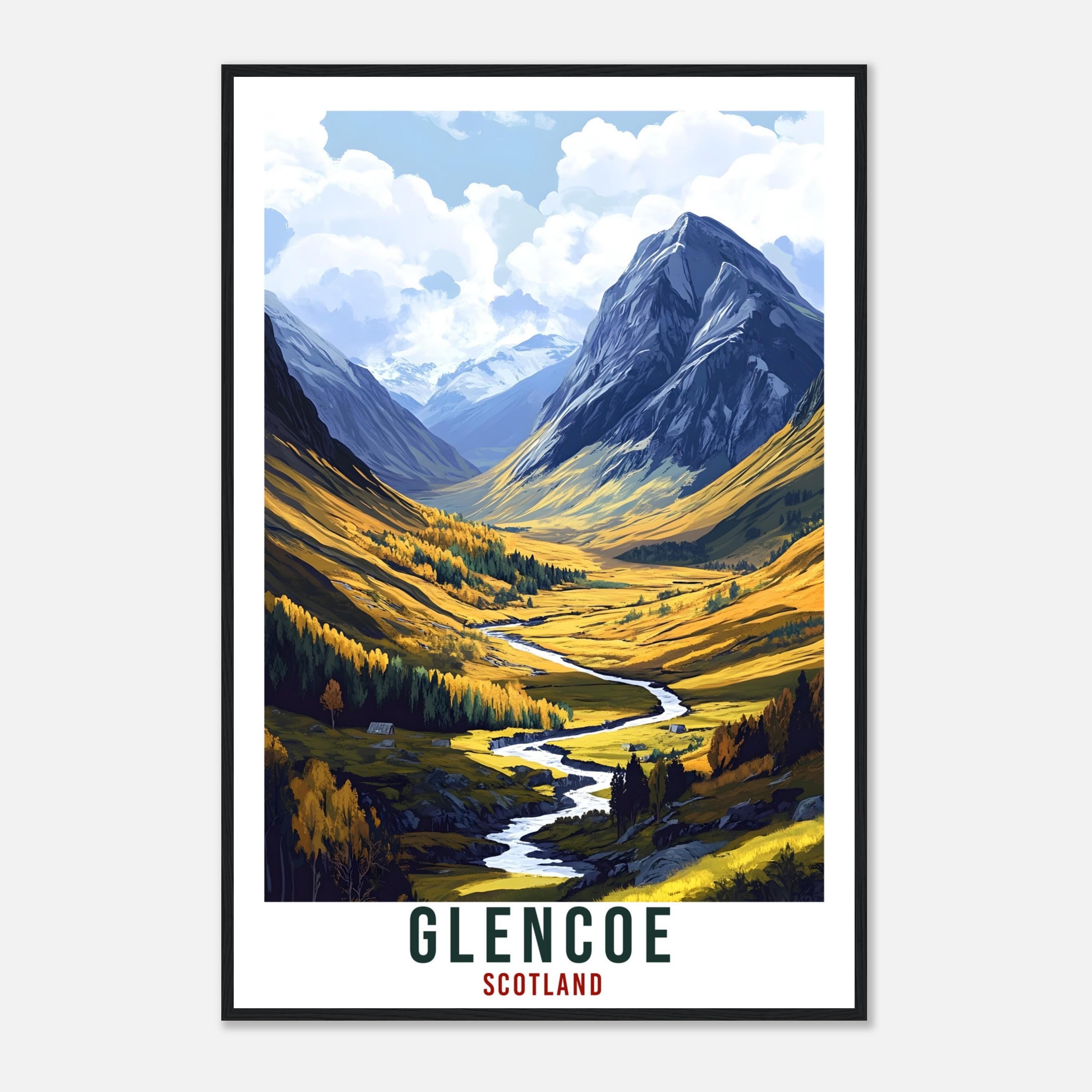 Glencoe Travel Print Scotland Home Decor Glencoe Wall Art Wall Hanging Art Lover Scotland Artwork Travel Poster Glencoe Travel Art Gift